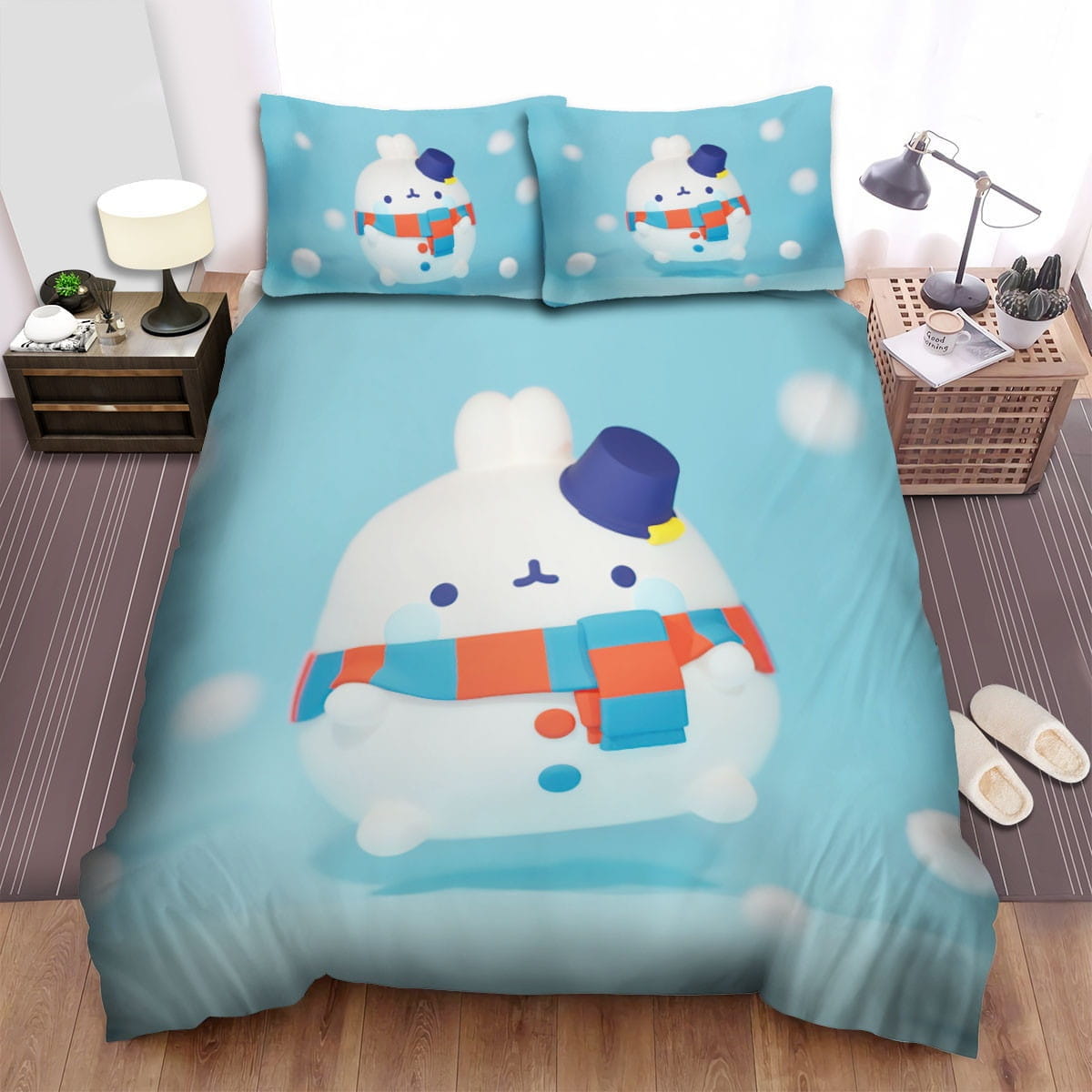 Molang In Snow Bedding Set, Gift For Christmas, Birthday, Thanksgiving