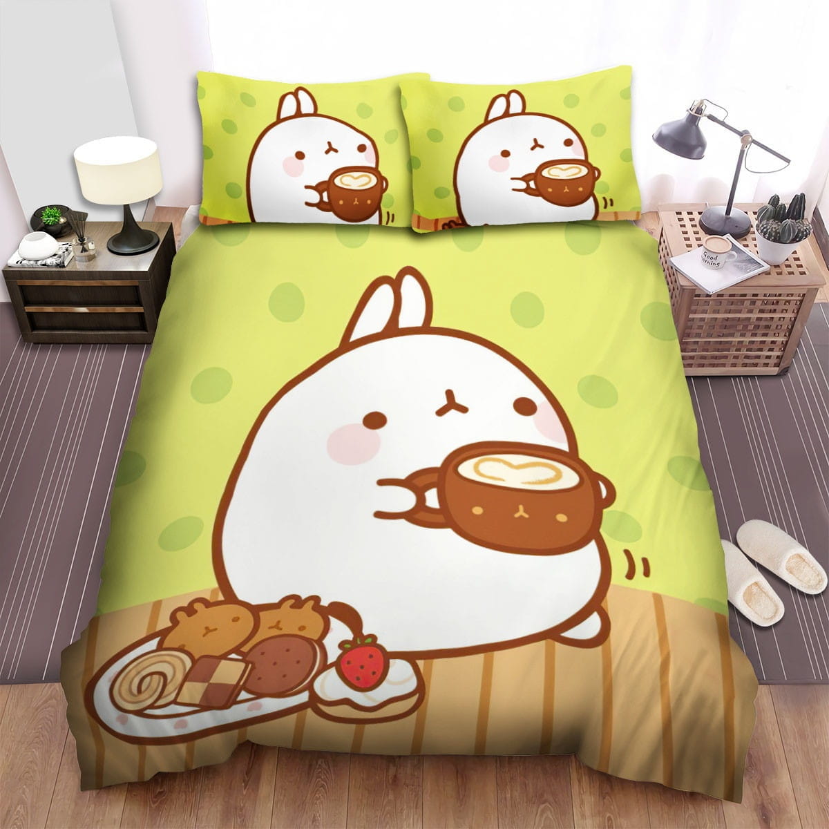 Molang Drinking Coffee Bedding Sets Duvet Cover, Flatsheet, Pillowcases For Every Bedroom