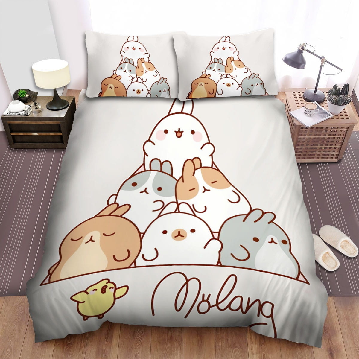 Molang Main Characters Bedding Set, Gift For Christmas, Birthday, Thanksgiving