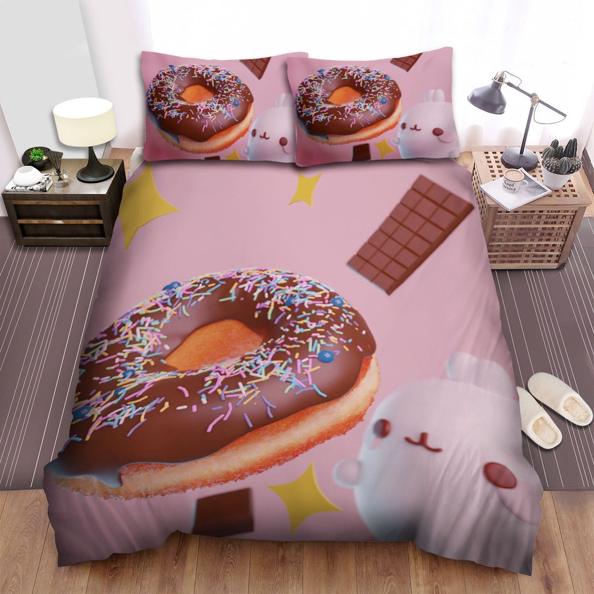 Molang Want Donut Bedding Sets Duvet Cover, Flatsheet, Pillowcases For Every Bedroom
