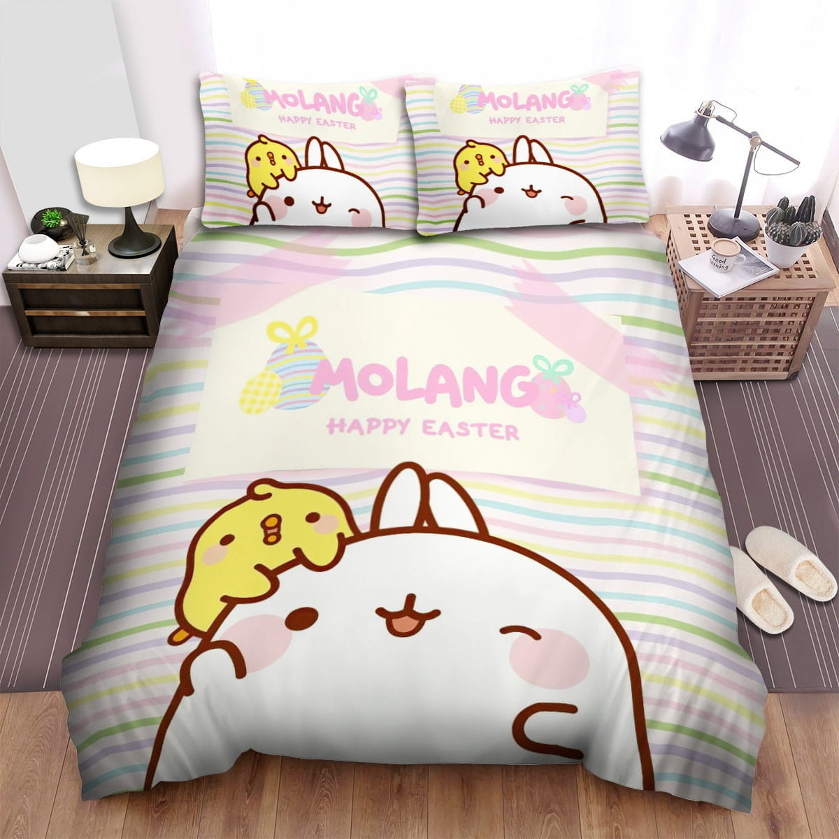Molang Happy Easter Decorative Bedding Sets with Duvet Cover, Flatsheet, Pillowcases