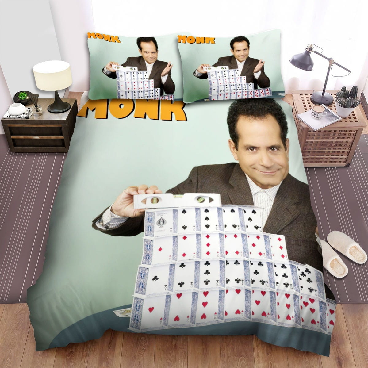 Monk Stack Of Cards Bedding Sets, Flatsheet Gift For Wife, Husband, Besties