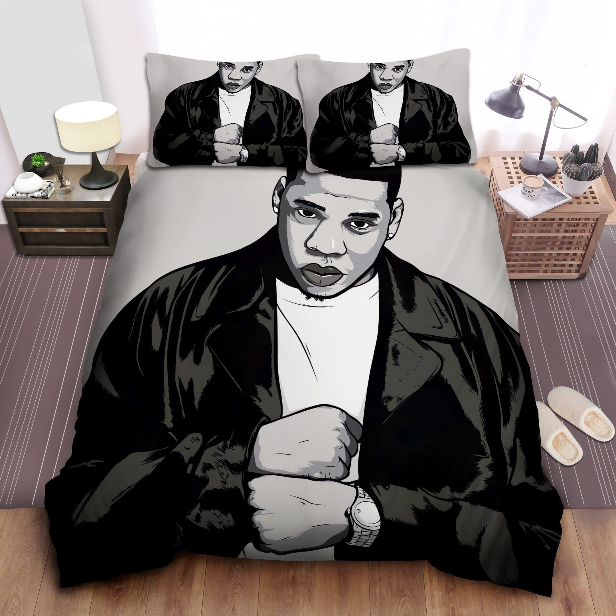 Monochrome Jay Z Decorative Bedding Sets with Duvet Cover, Flatsheet, Pillowcases