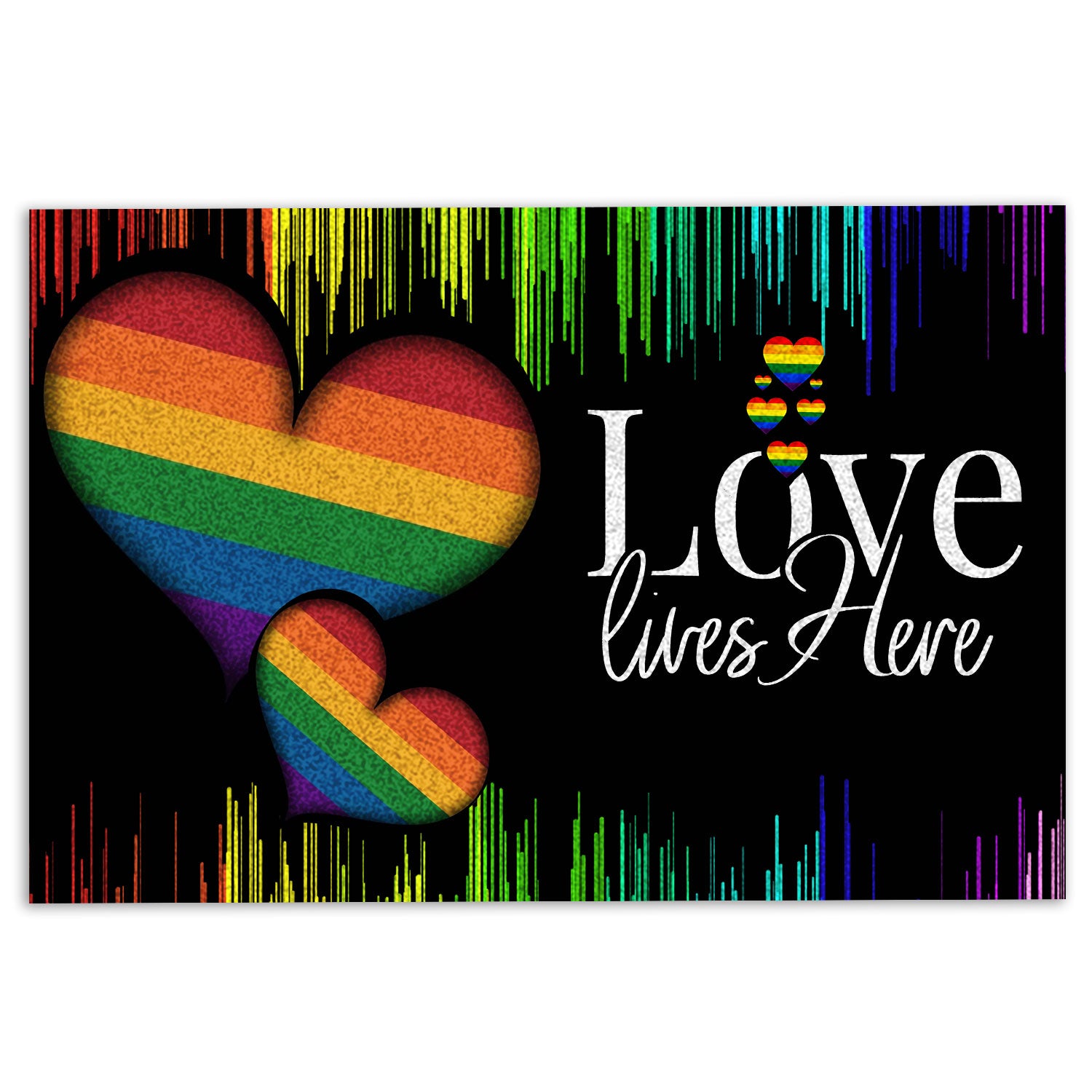 Lgbt Rubber Doormat, Lgbt Lgbtq Love Lives Here Love Is Love For Pride Month Welcome Doormat, Indoor Outdoor Door Mat, Home Decor