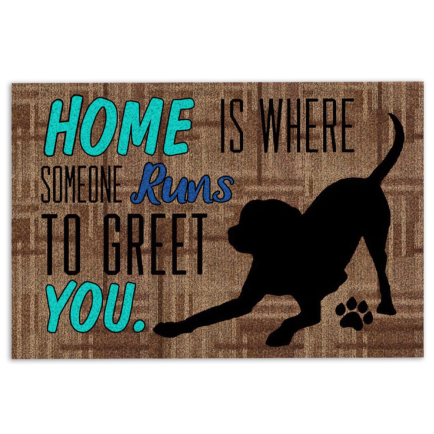 Pitbull Rubber Doormat, Home Is Where Someone Runs To Greet You Pitbull Terrier Dog Welcome Doormat, Indoor Outdoor Door Mat, Home Decor
