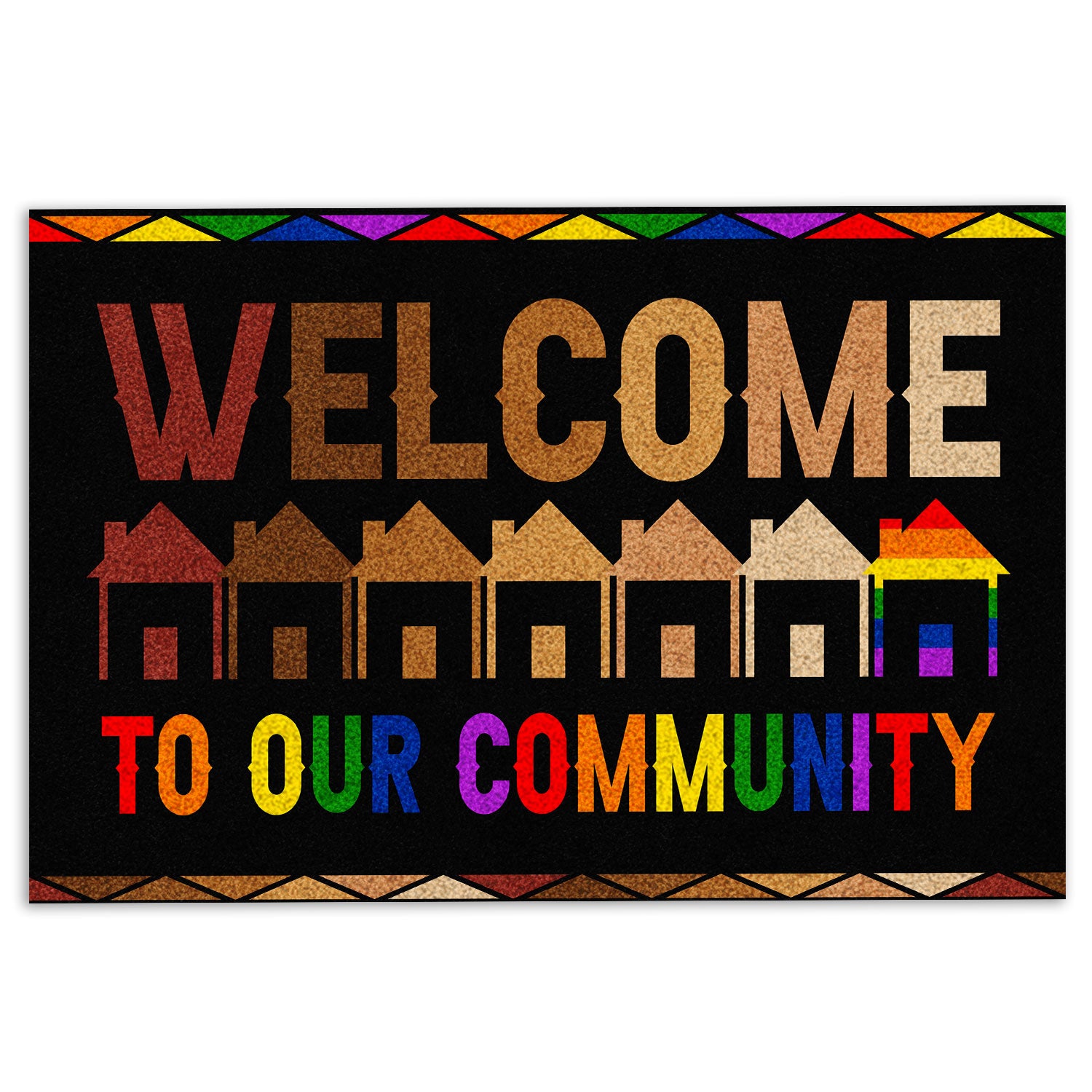 Lgbt Rubber Doormat, Lgbt Support Lgbtq Pride Month Welcome To Our Community Rainbow Welcome Doormat, Indoor Outdoor Door Mat, Home Decor