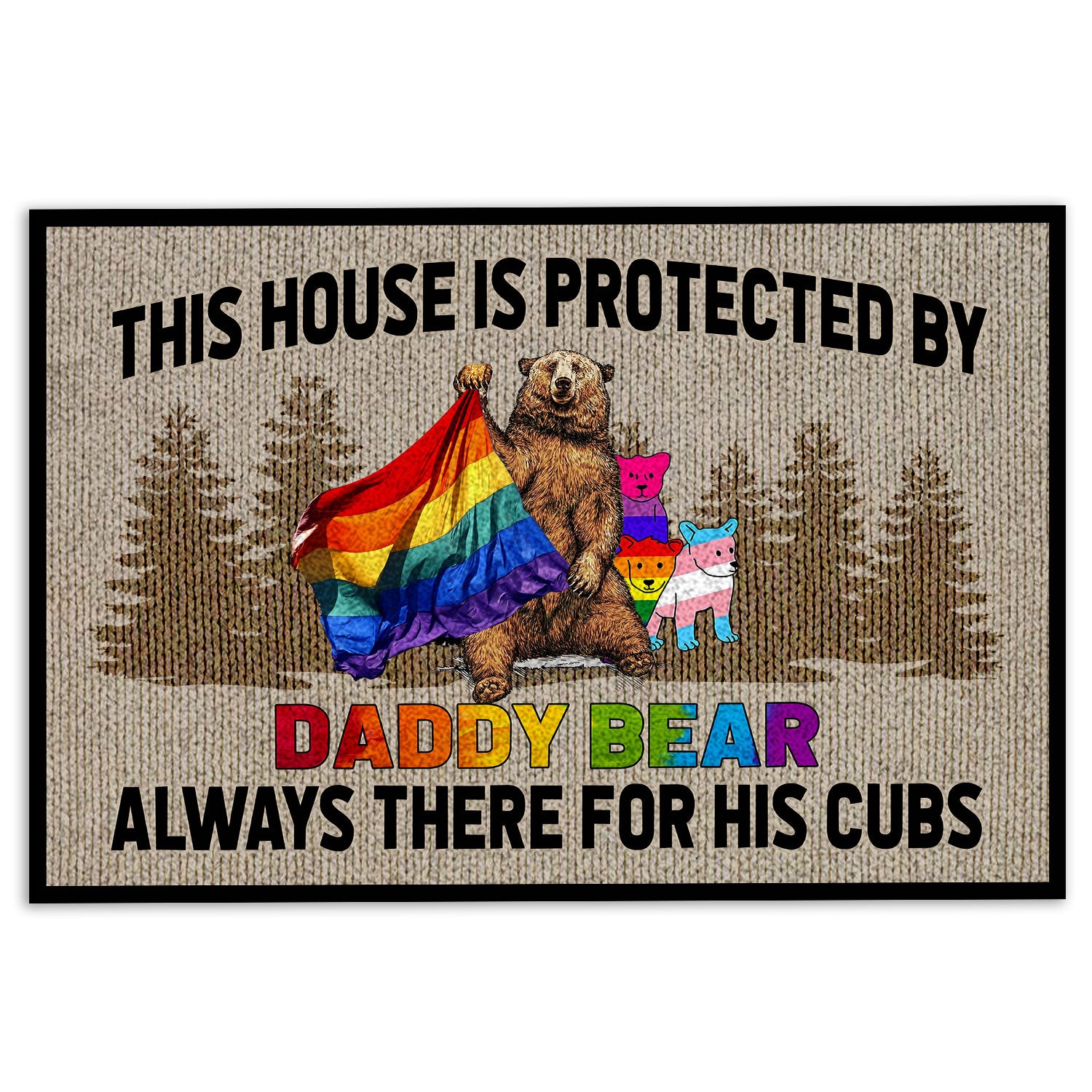Lgbt Rubber Doormat, This House Is Protected By Daddy Bear Lgbt Lgbtq Pride Welcome Doormat, Indoor Outdoor Door Mat, Home Decor