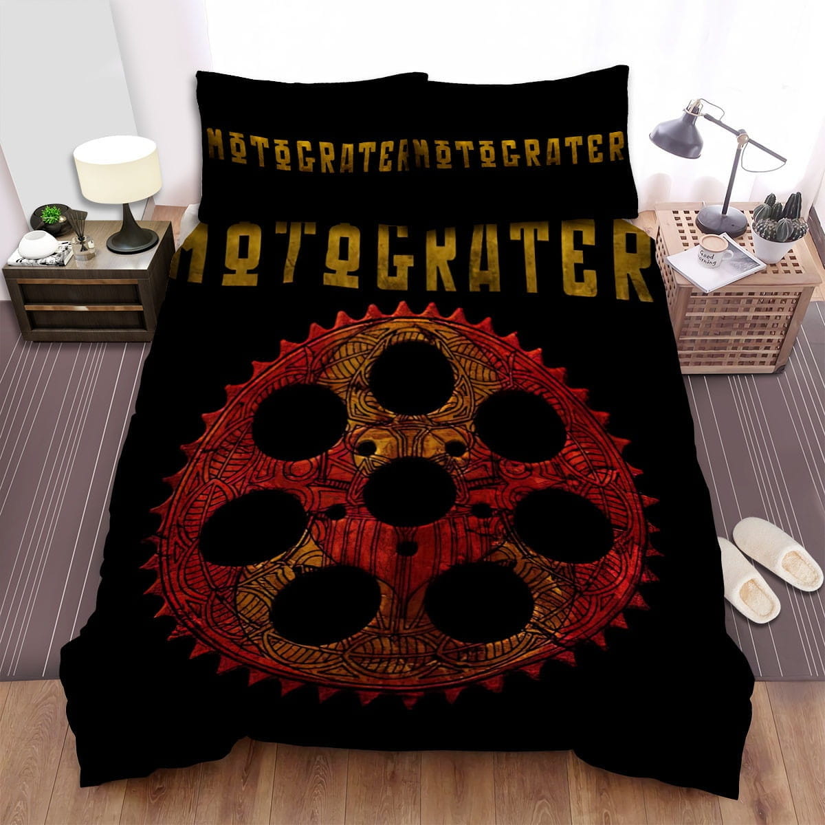 Motograter Band Wheel Decorative Bedding Sets with Duvet Cover, Flatsheet, Pillowcases