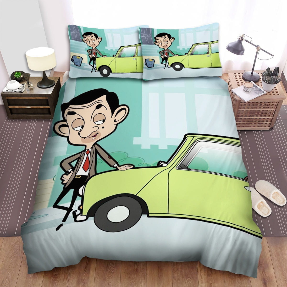 Mr. Bean Washing His Car Bedding Sets, Flatsheet Gift For Wife, Husband, Besties
