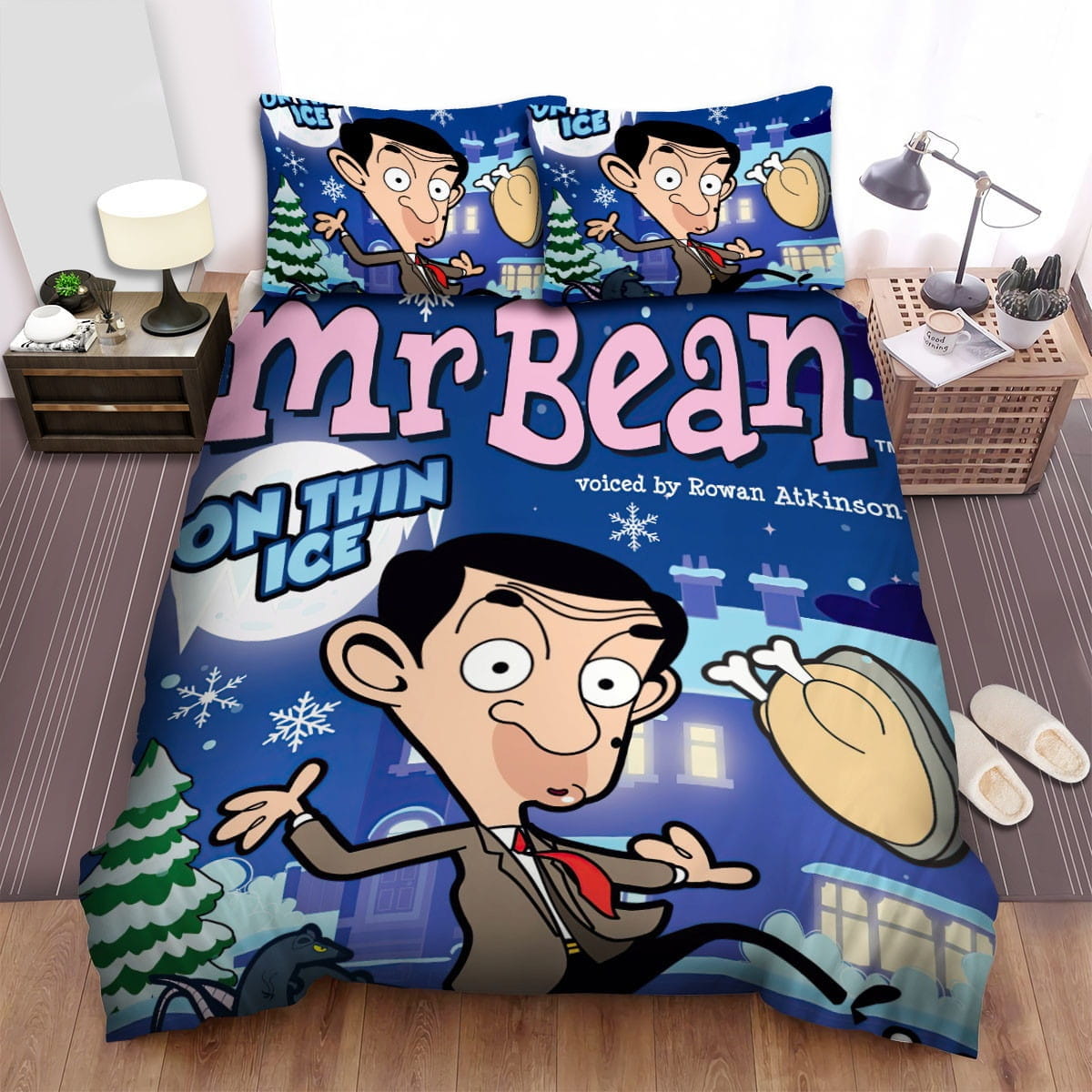 Mr. Bean On Thin Ice Bedding Set, Gift For Christmas, Birthday, Thanksgiving