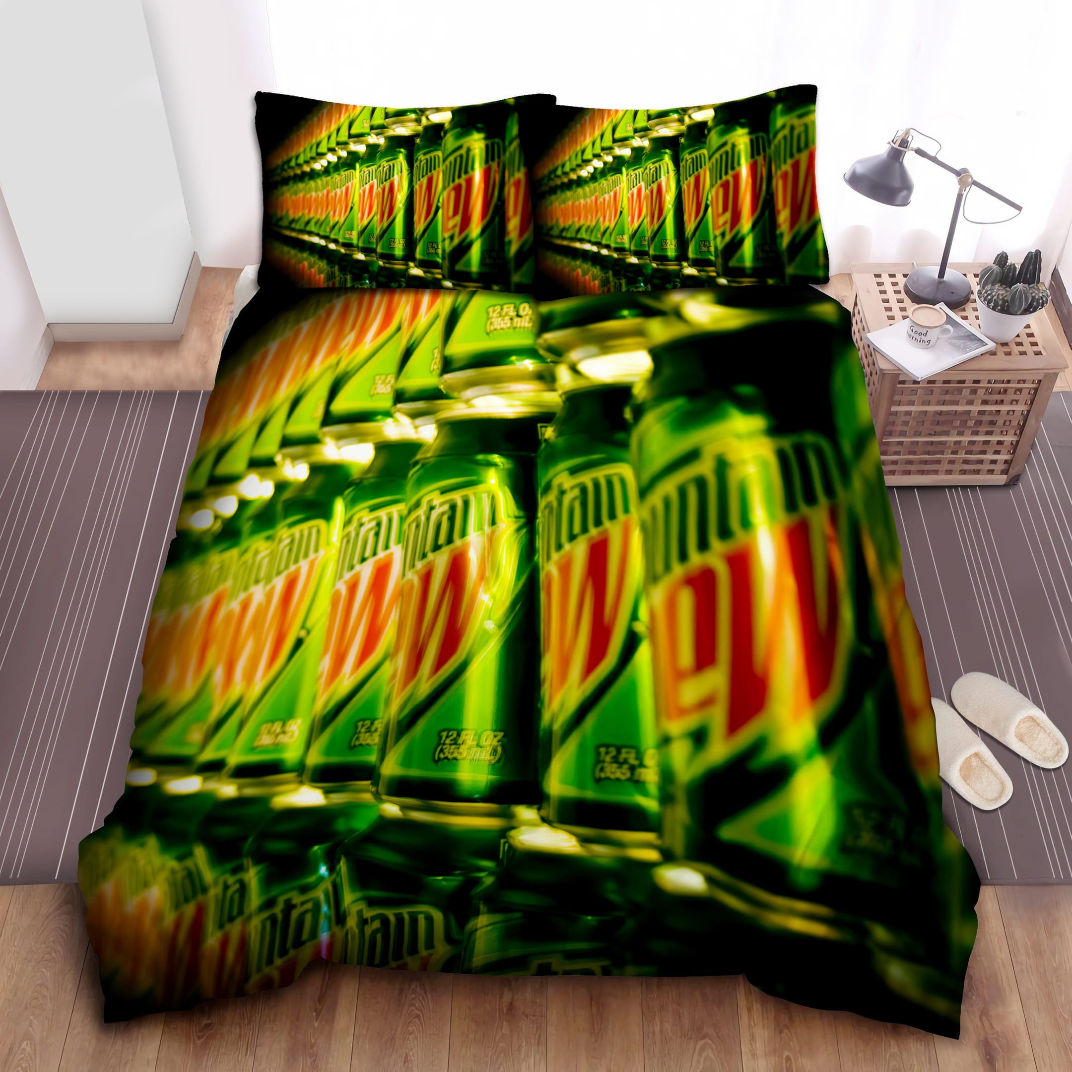 Mountain Dew Cans Bedding Sets Duvet Cover, Flatsheet, Pillowcase For Your Lover