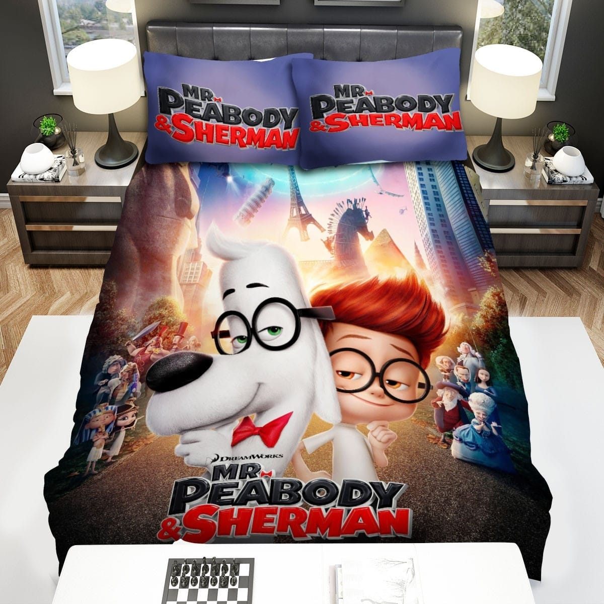 Mr Peabody And Sherman Bedding Sets, Flatsheet Gift For Christmas, Thanksgiving, Halloween