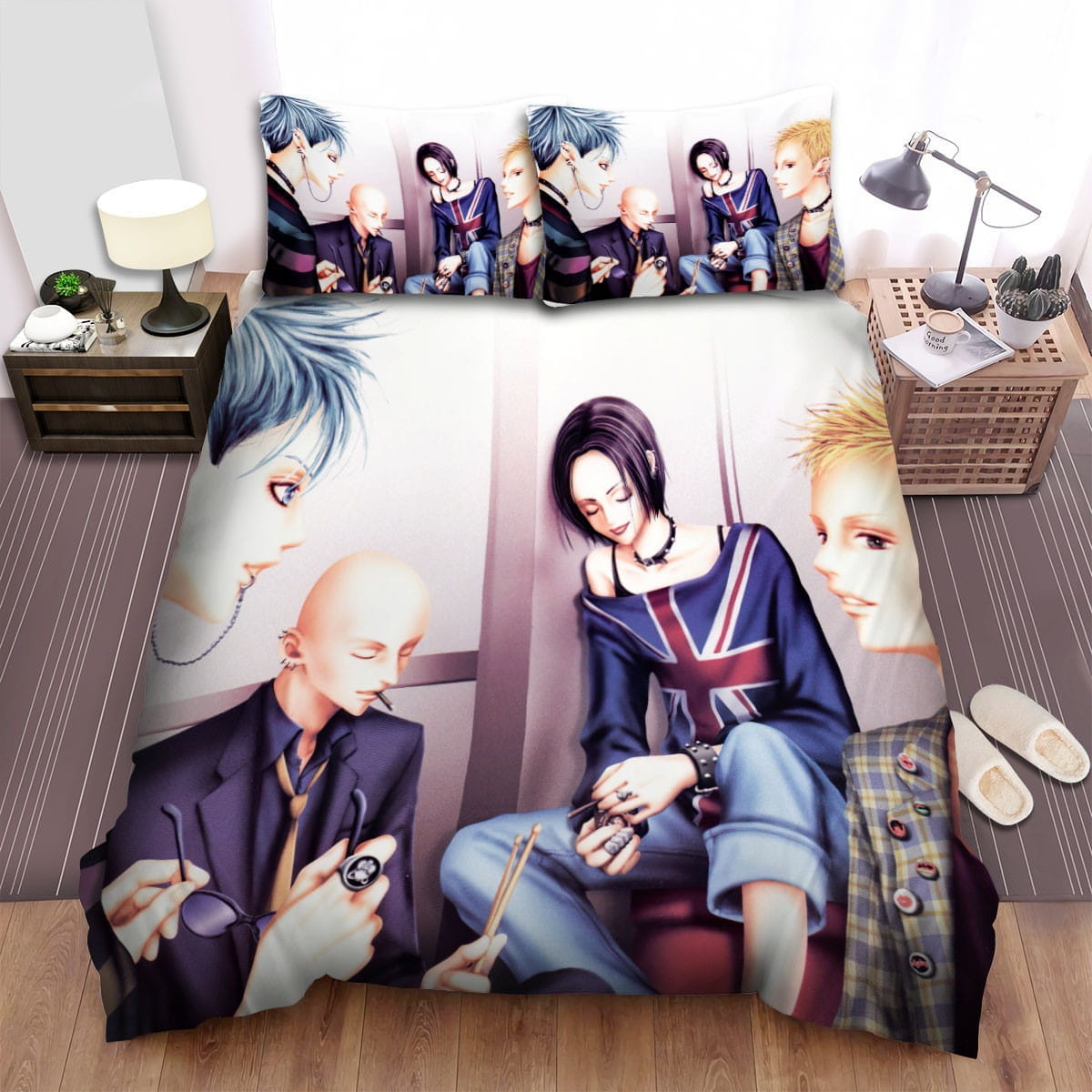 Nana Black Stones Band Bedding Sets, Flatsheet Gift For Wife, Husband, Besties