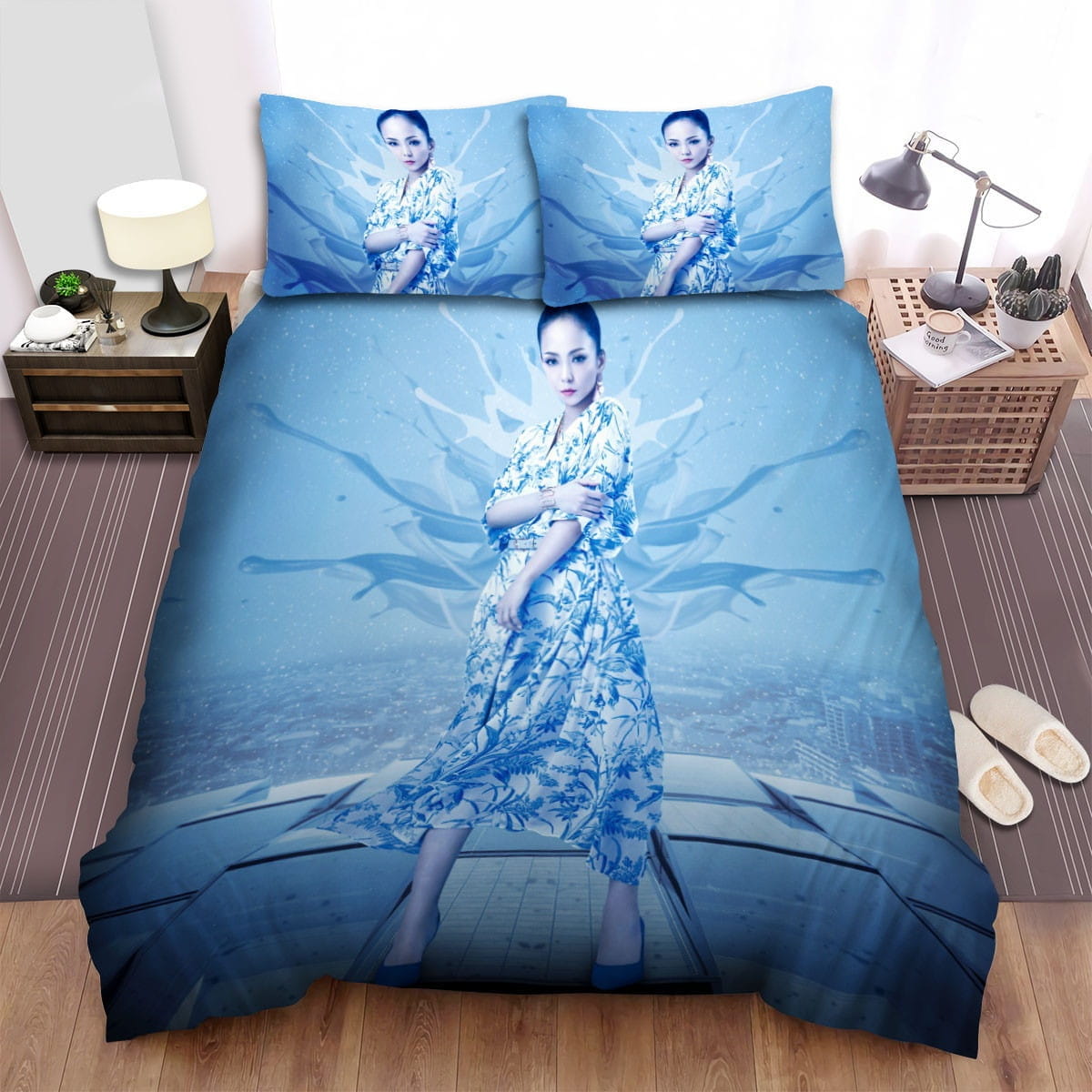 Namie Amuro Blue Decorative Bedding Sets with Duvet Cover, Flatsheet, Pillowcases