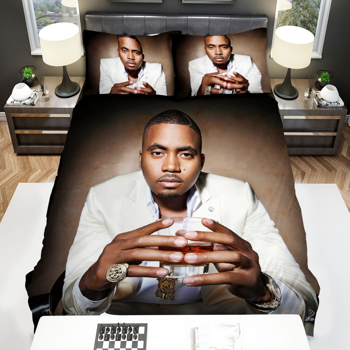 Nas Holding A Wine Glass Bedding Sets Duvet Cover, Flatsheet, Pillowcases For Every Bedroom