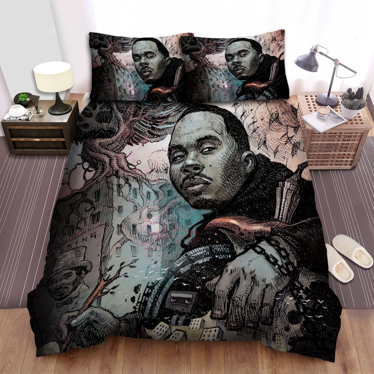 Nas The Songwriter Art Bedding Sets, Flatsheet Gift For Christmas, Thanksgiving, Halloween