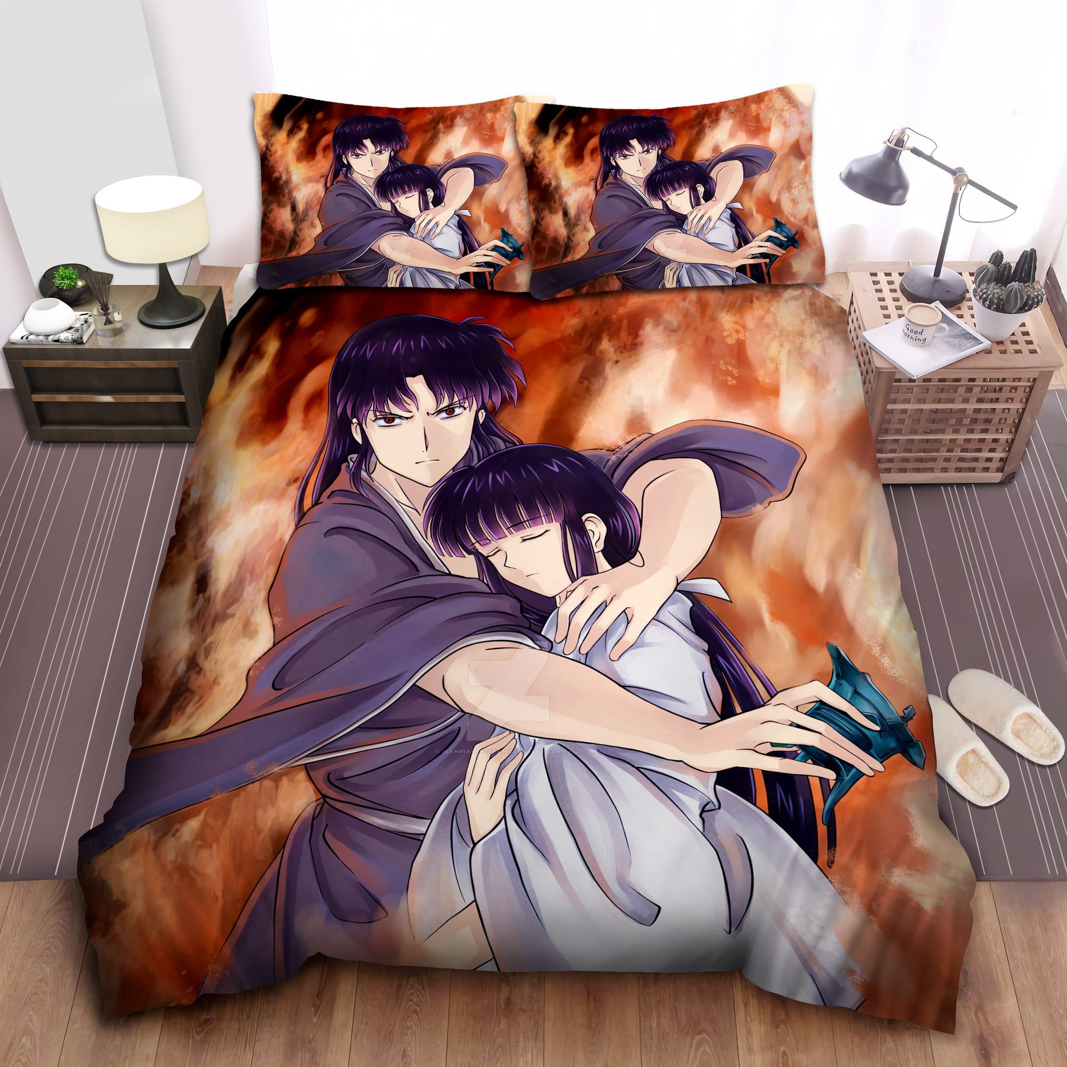 Naraku Protecting Kikyo Bedding Sets, Flatsheet Gift For Wife, Husband, Besties
