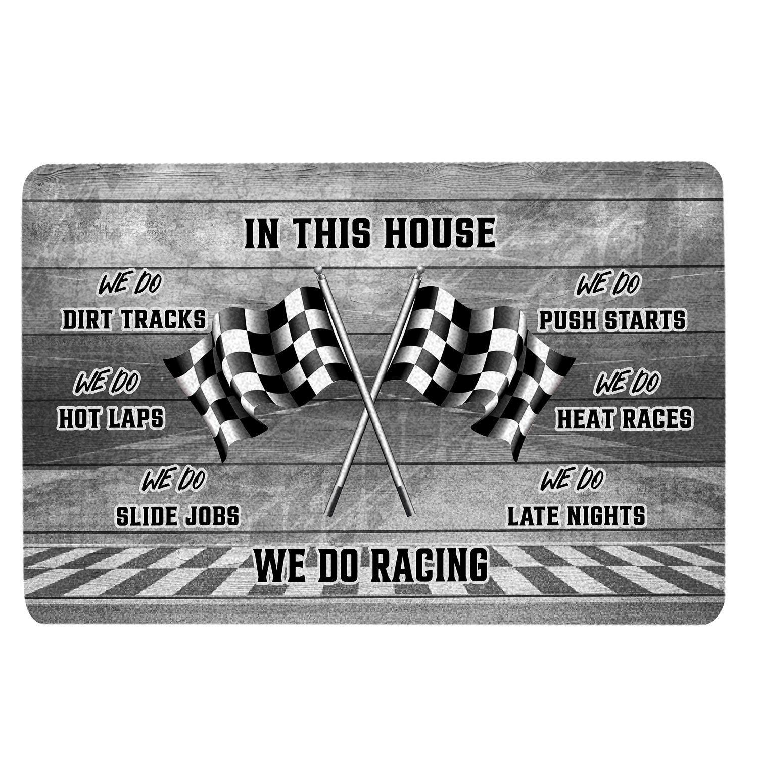 Racing Rubber Doormat, In This House We Do Racing Checkered Flag Gift For Race Fan Welcome Doormat, Indoor Outdoor Door Mat, Home Decor