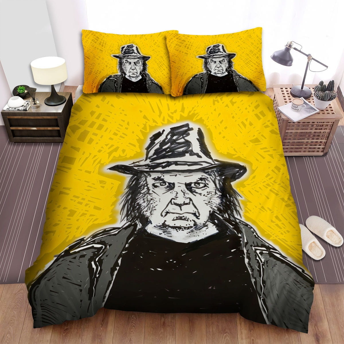 Neil Young Fanart Photo Bedding Sets Duvet Cover, Flatsheet, Pillowcases Perfect Gift For Fans