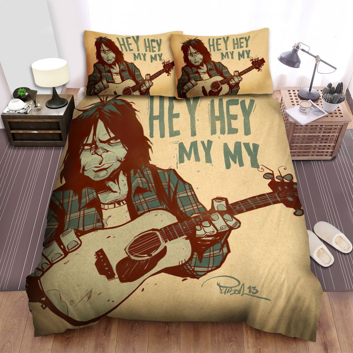 Neil Young Funny Art Print Bedding Set, Gift For Christmas, Birthday, Thanksgiving