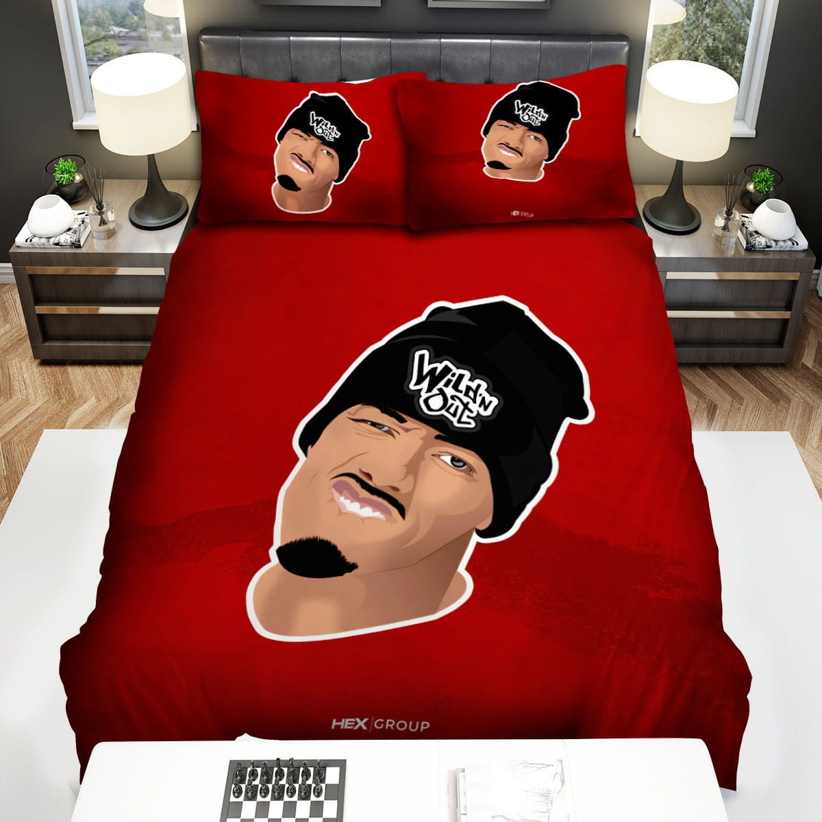 Nick Cannon Red Background Bedding Sets, Flatsheet Gift For Wife, Husband, Besties