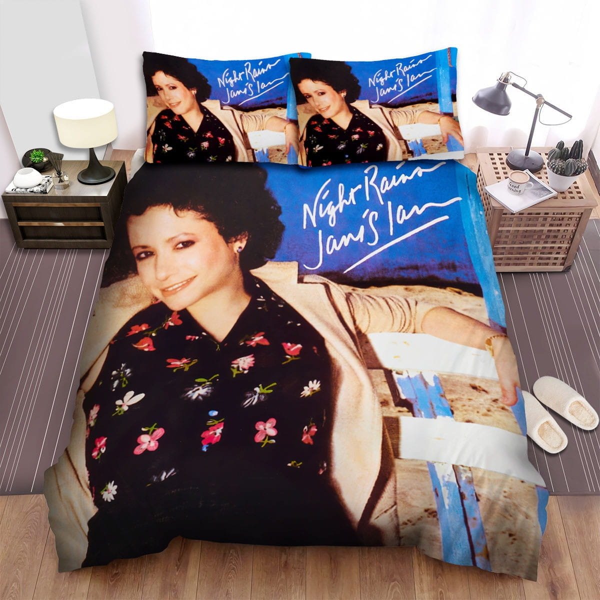 Night Rain Janis Ian Bedding Sets, Flatsheet Gift For Christmas, Thanksgiving, Halloween
