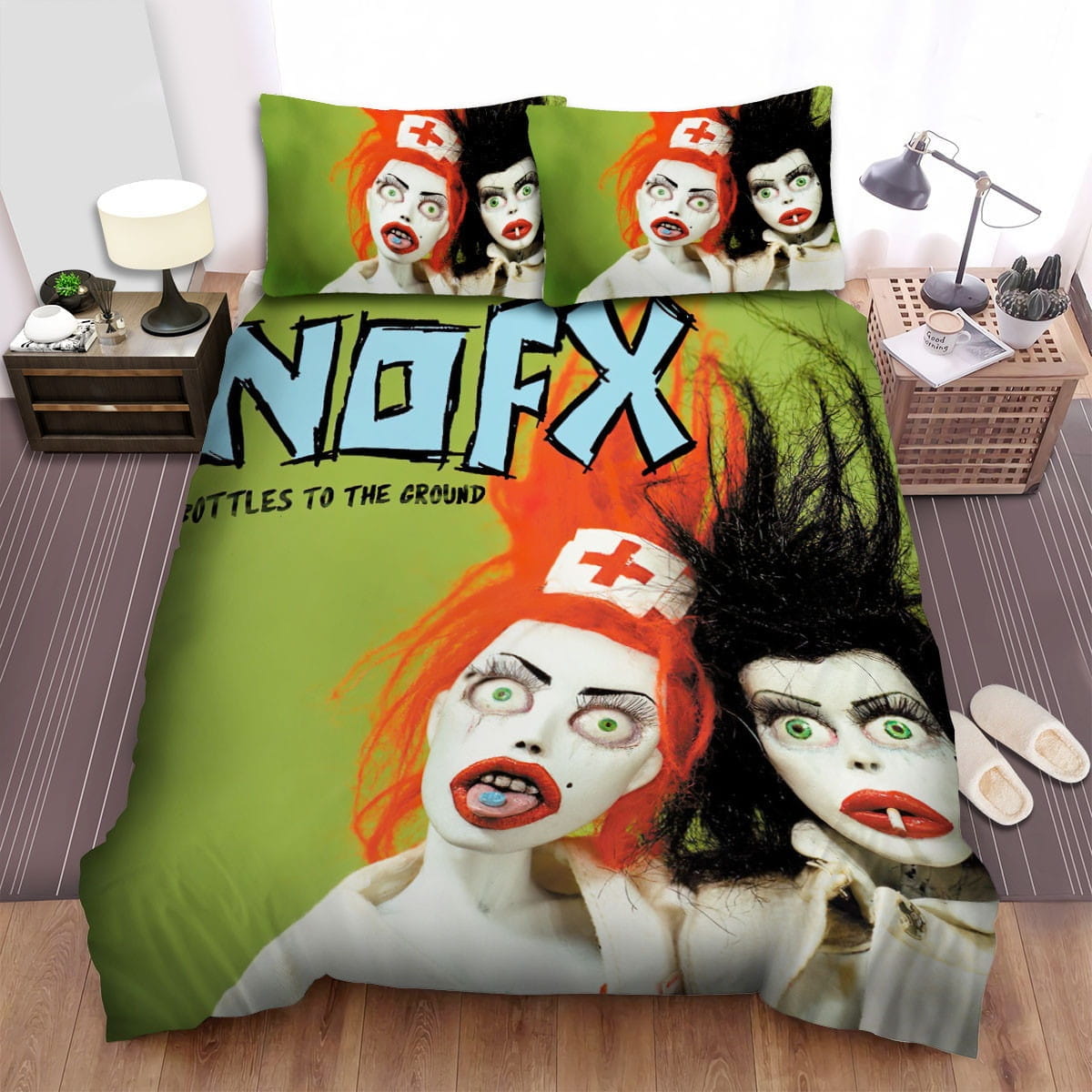 Nofx Bottles To The Ground Bedding Sets Duvet Cover, Flatsheet, Pillowcases Perfect Gift For Fans