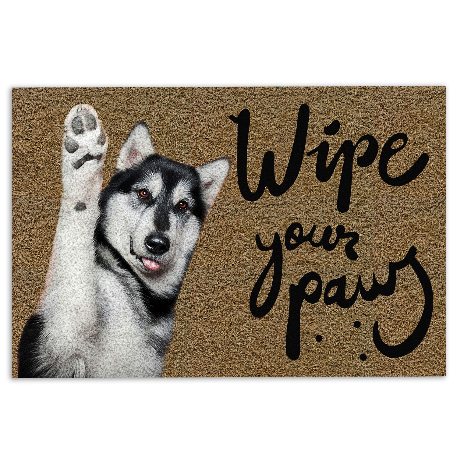 Husky Rubber Doormat, Wipe Your Paws Funny Husky Sibir Dog Puppy Gift For Dog Lover Welcome Doormat, Indoor Outdoor Door Mat, Home Decor