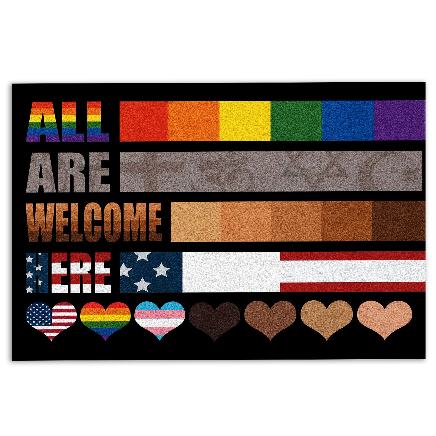 Lgbt Rubber Doormat, Lgbt Support Lgbtq Love Is Love Pride Month All Are Welcome Here Welcome Doormat, Indoor Outdoor Door Mat, Home Decor
