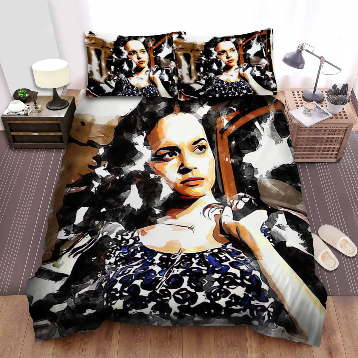 Norah Jones Art Background Bedding Set, Gift For Christmas, Birthday, Thanksgiving