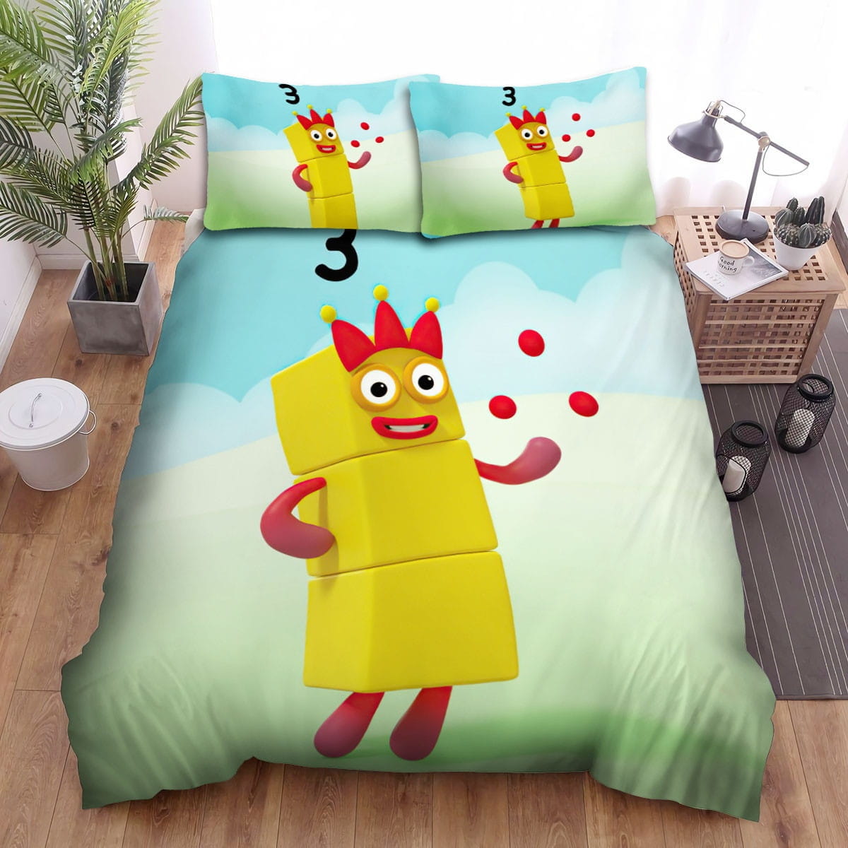 Numberblocks Three Bedding Set, Gift For Christmas, Birthday, Thanksgiving