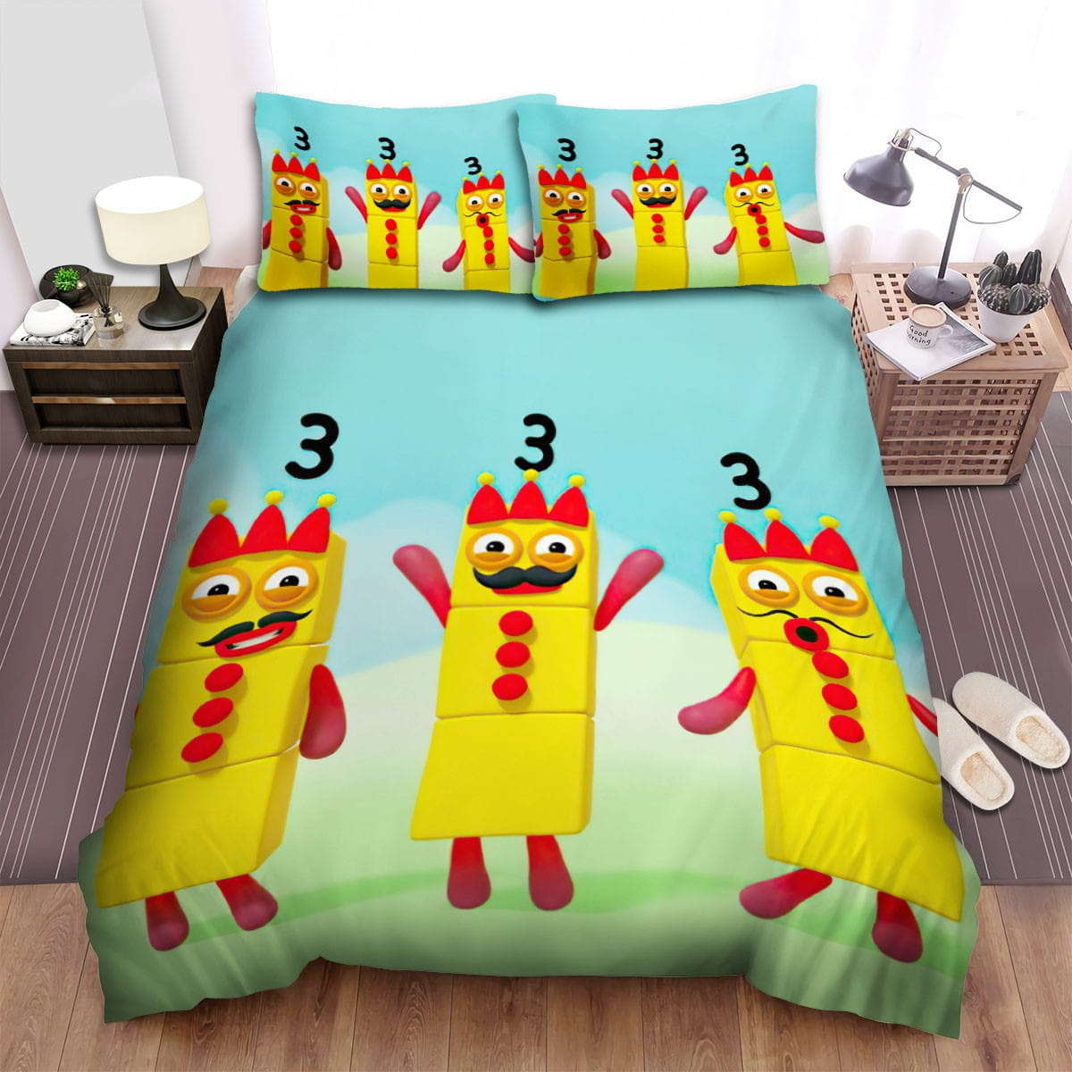 Numberblocks Many Three Bedding Sets Duvet Cover, Flatsheet, Pillowcases Perfect Gift For Fans