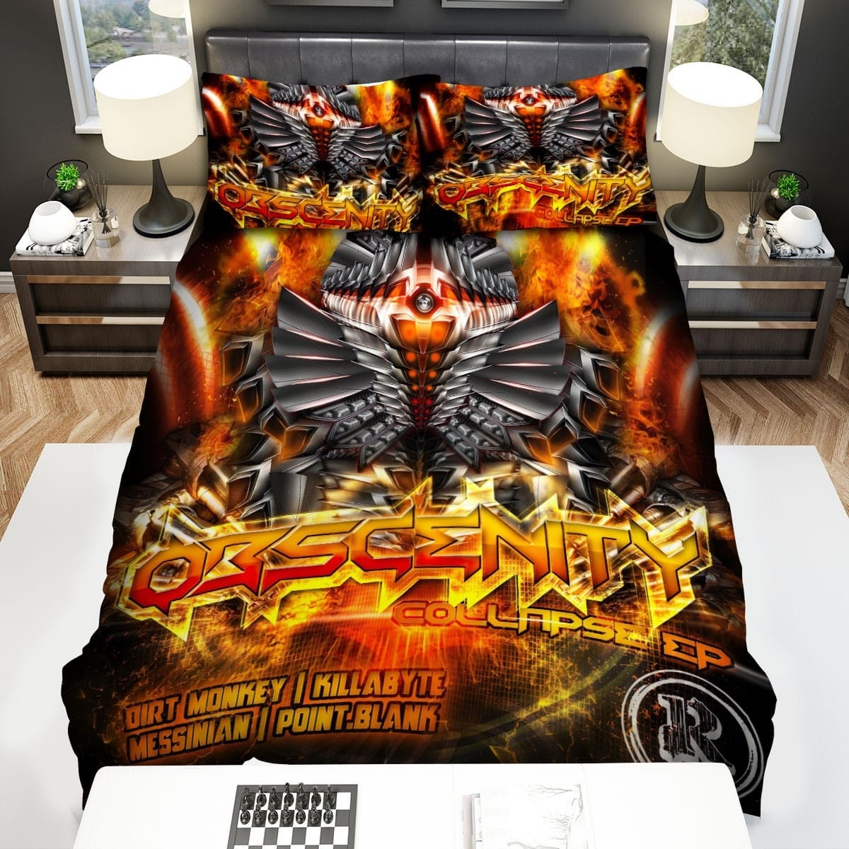 Obscenity Collapse Bedding Sets, Flatsheet Gift For Christmas, Thanksgiving, Halloween