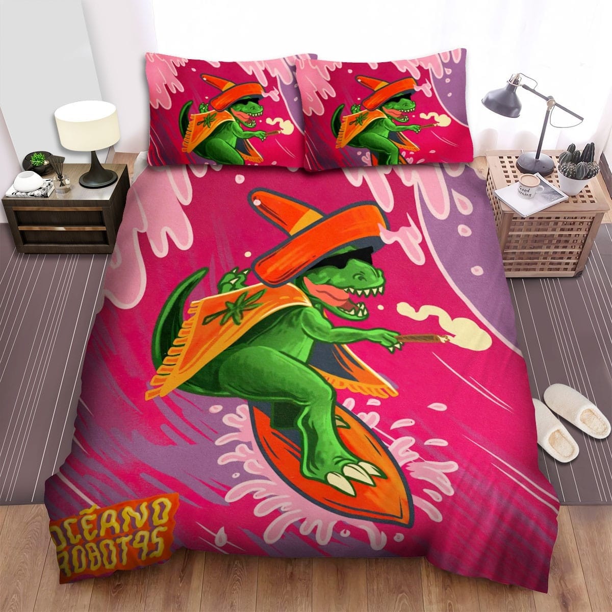 Oceano Band Dinosaur Bedding Sets, Flatsheet Gift For Wife, Husband, Besties