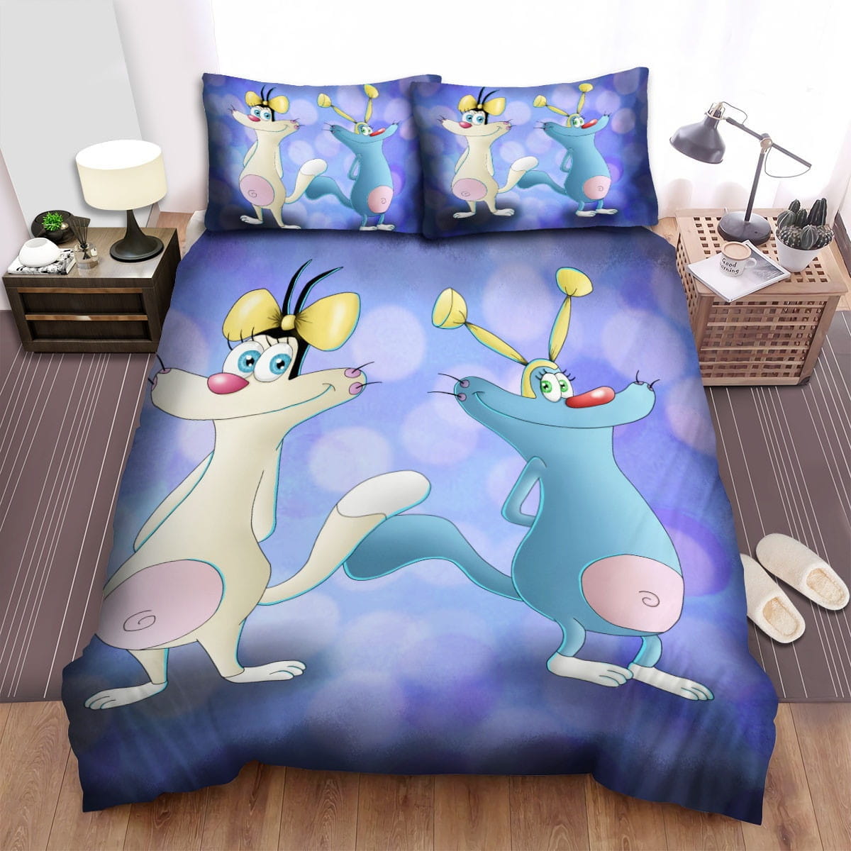 Oggy And Olivia Bedding Sets, Flatsheet Gift For Christmas, Thanksgiving, Halloween