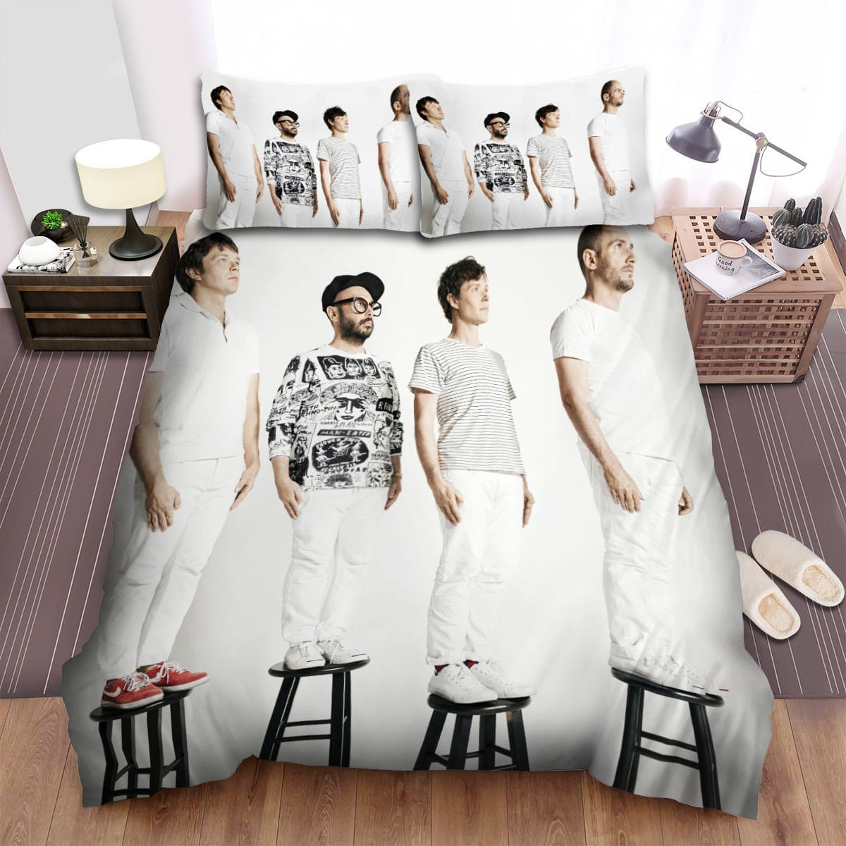 Ok Go Standing On Chairs Bedding Sets Duvet Cover, Flatsheet, Pillowcases Perfect Gift For Fans