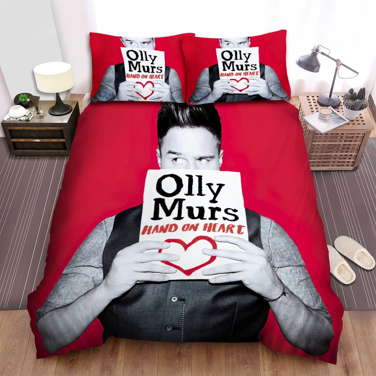 Olly Murs Hand On Heart Bedding Set, Gift For Christmas, Birthday, Thanksgiving