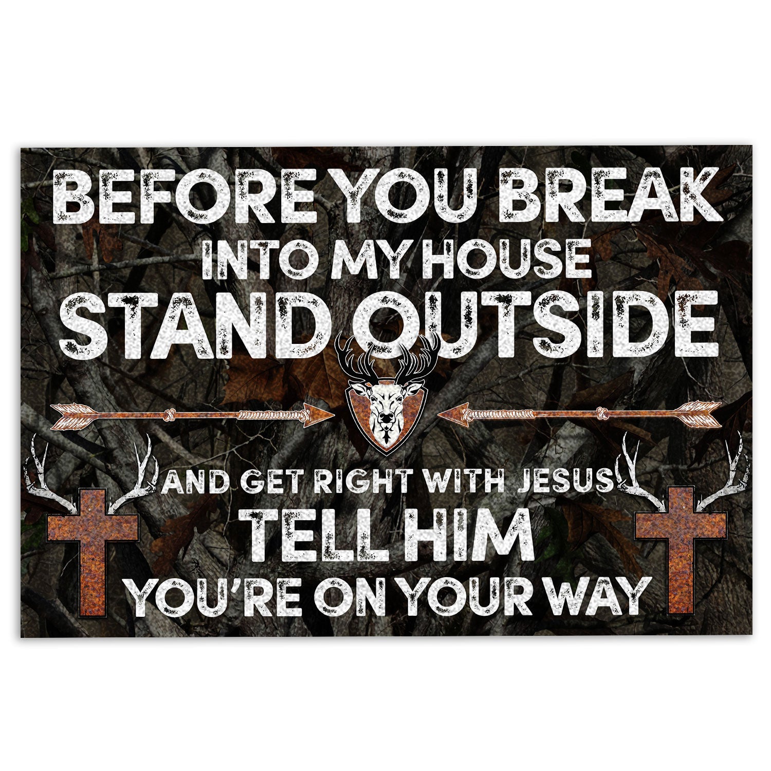 Hunting Rubber Doormat, Hunting Before You Break Into My House Stand Outside Welcome Doormat, Indoor Outdoor Door Mat, Home Decor