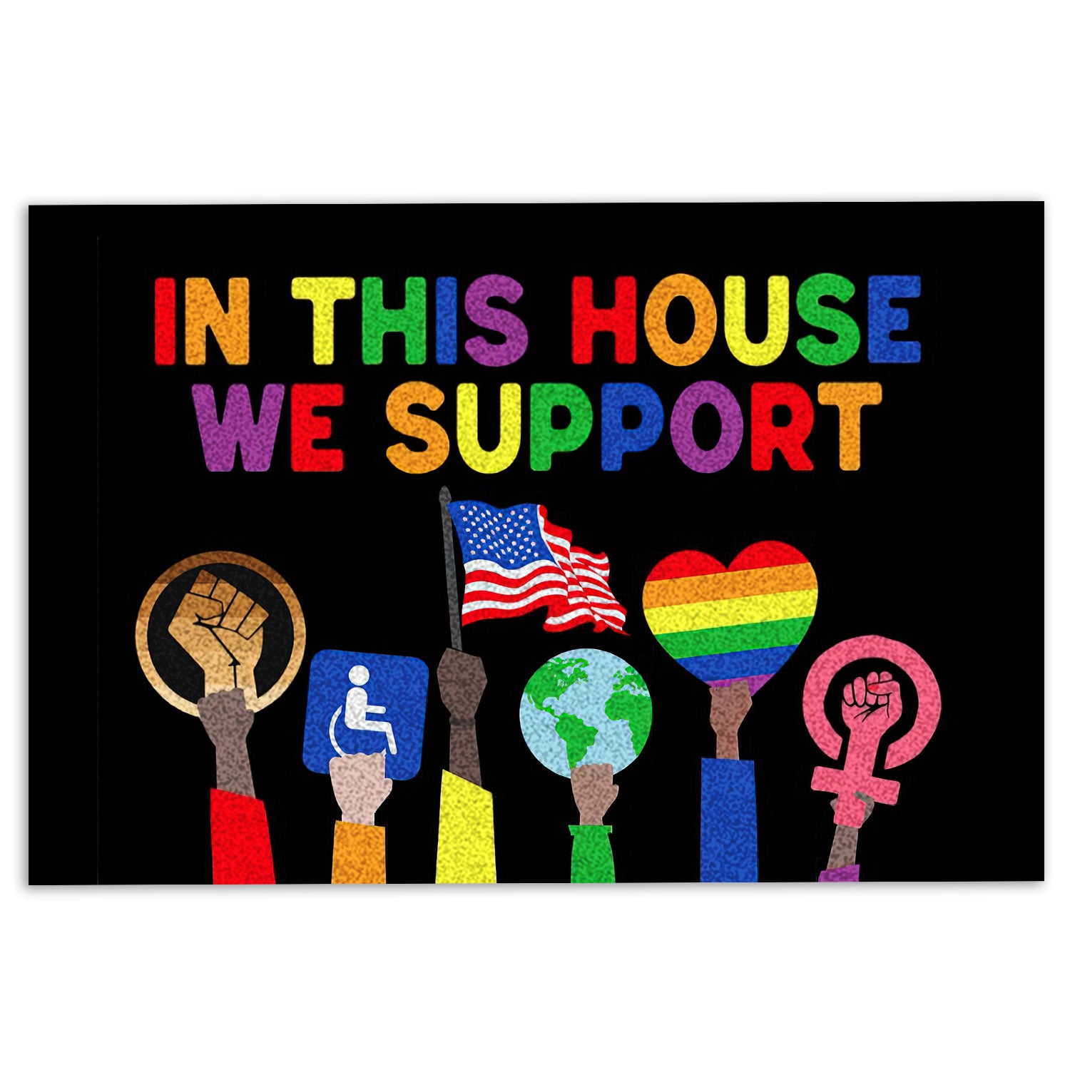 Lgbt Rubber Doormat, In This House We Support Lgbt Lgbtq Pride Love Is Love Black Welcome Doormat, Indoor Outdoor Door Mat, Home Decor