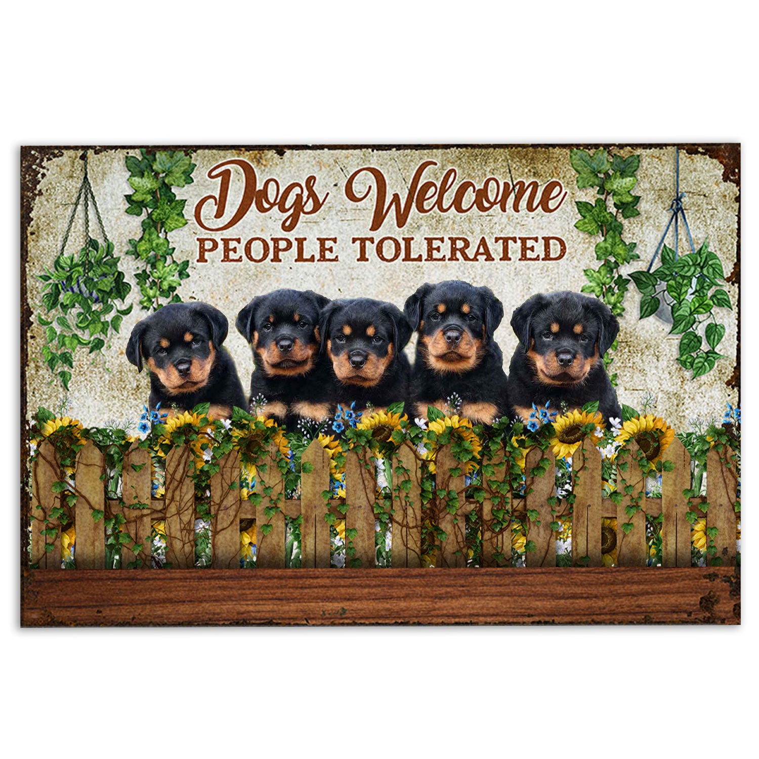 Rottweiler Rubber Doormat, Funny Dogs Welcome People Tolerated Rottweiler Dog Welcome Doormat, Indoor Outdoor Door Mat, Home Decor