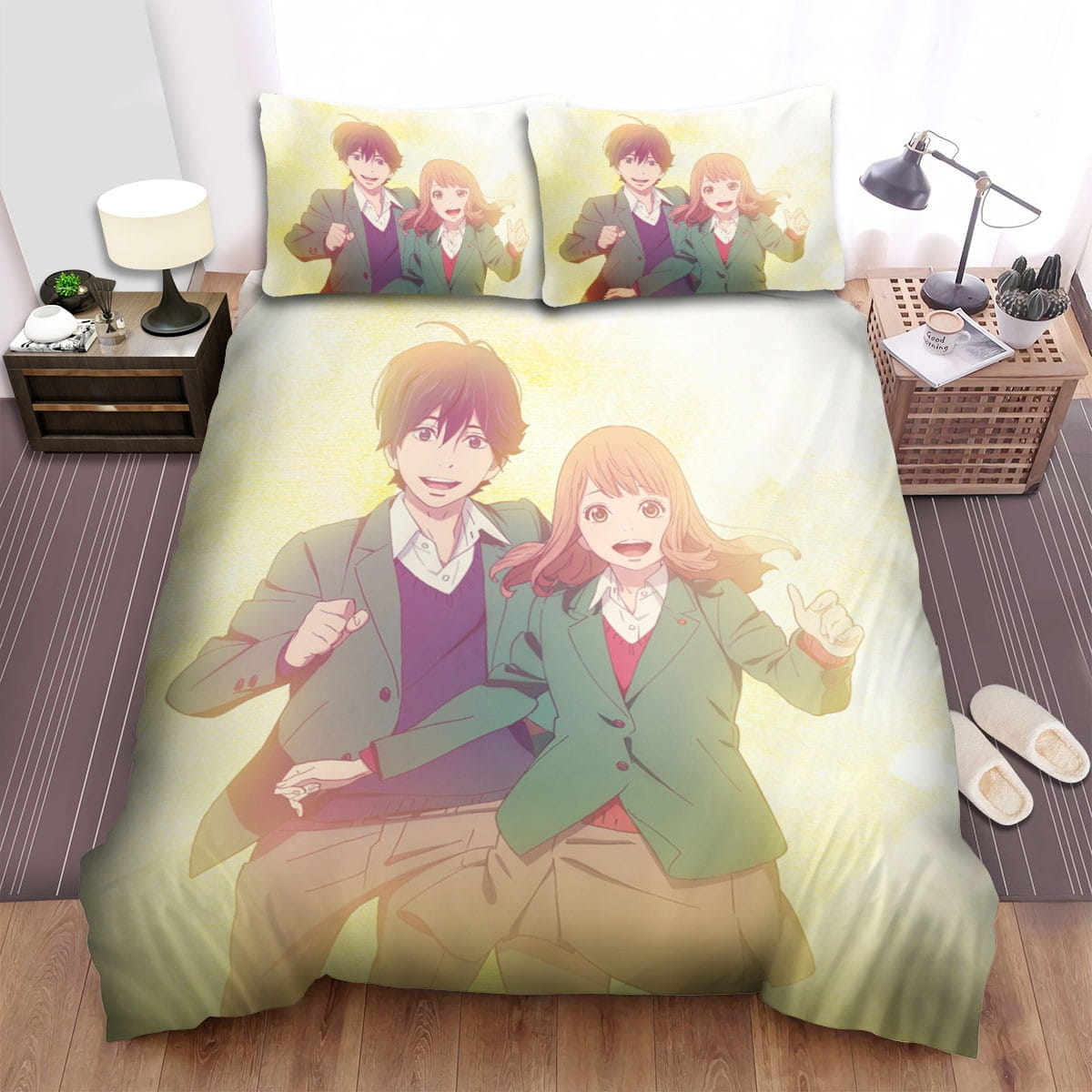 Orange Kakeru And Naho Bedding Set, Gift For Christmas, Birthday, Thanksgiving