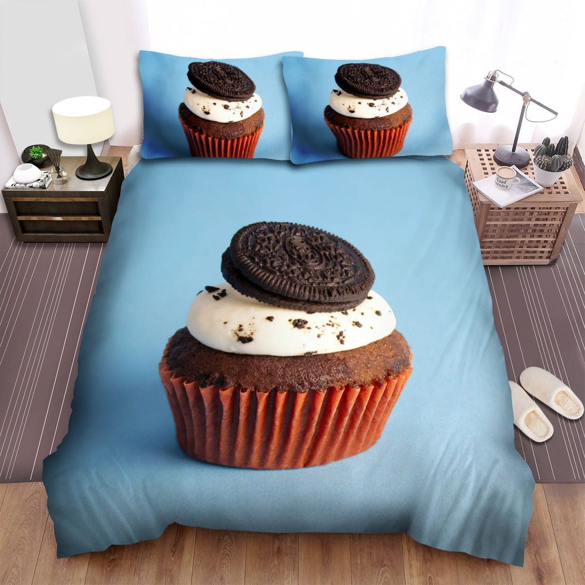 Oreo Cookie On A Cupcake Bedding Sets, Flatsheet Gift For Christmas, Thanksgiving, Halloween