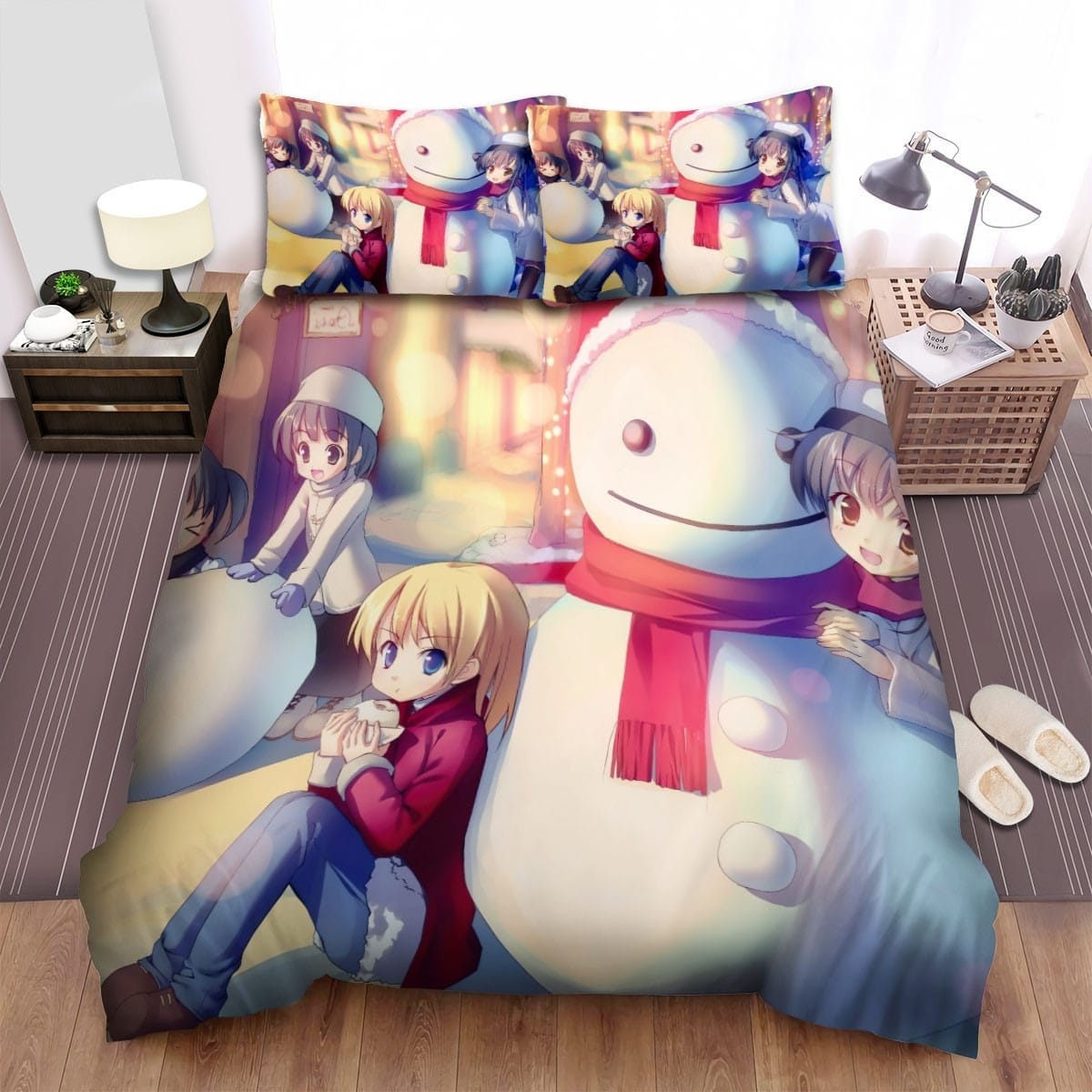 Our Picture With Snowman Bedding Sets Duvet Cover, Flatsheet, Pillowcase For Your Lover
