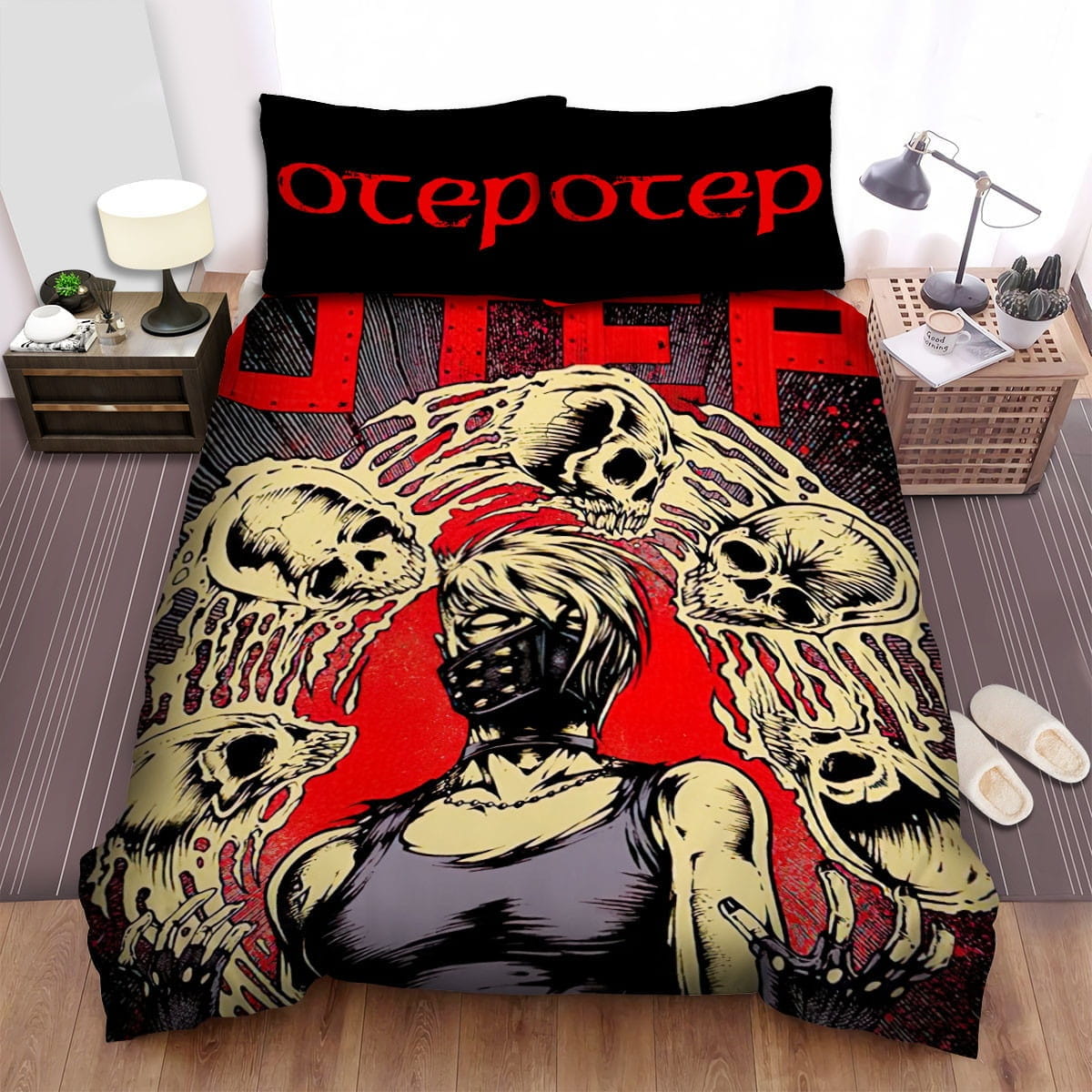 Otep Band Skullcap Decorative Bedding Sets with Duvet Cover, Flatsheet, Pillowcases