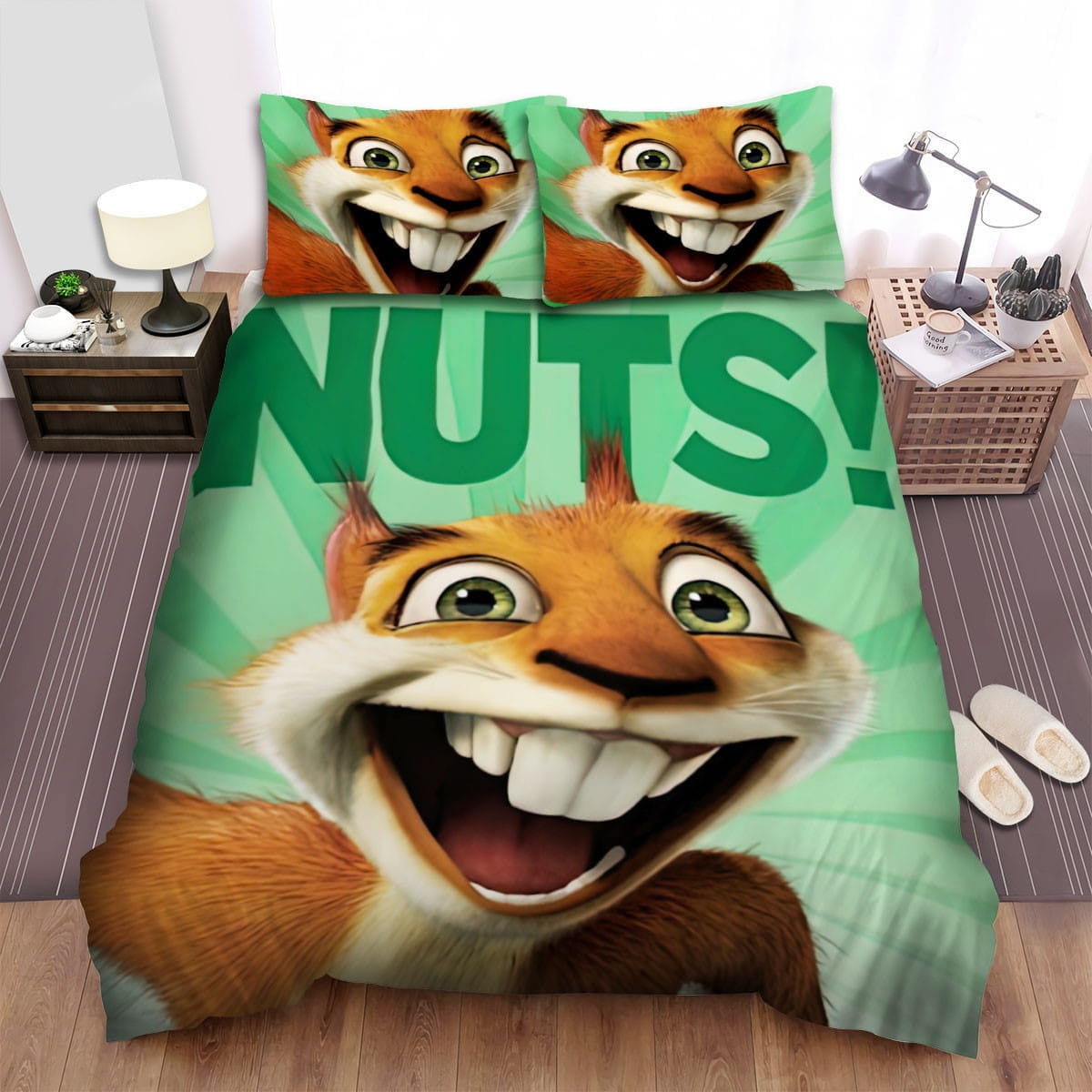 Over The Hedge Nuts Bedding Sets, Flatsheet Gift For Christmas, Thanksgiving, Halloween