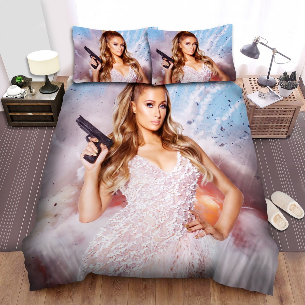 Paris Hilton Photoshoot Bedding Sets, Flatsheet Gift For Christmas, Thanksgiving, Halloween