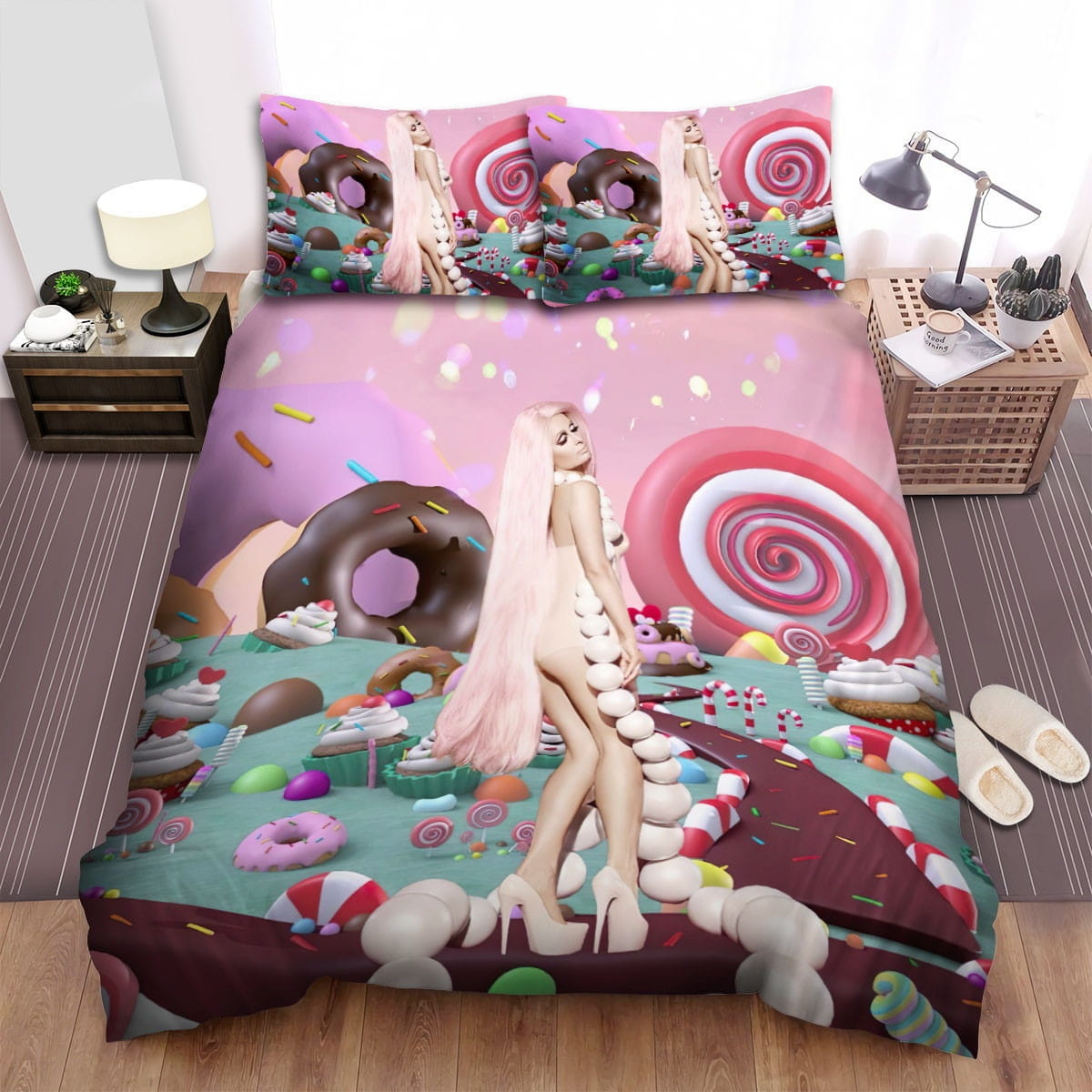 Paris Hilton With Candy Bedding Sets, Flatsheet Gift For Wife, Husband, Besties