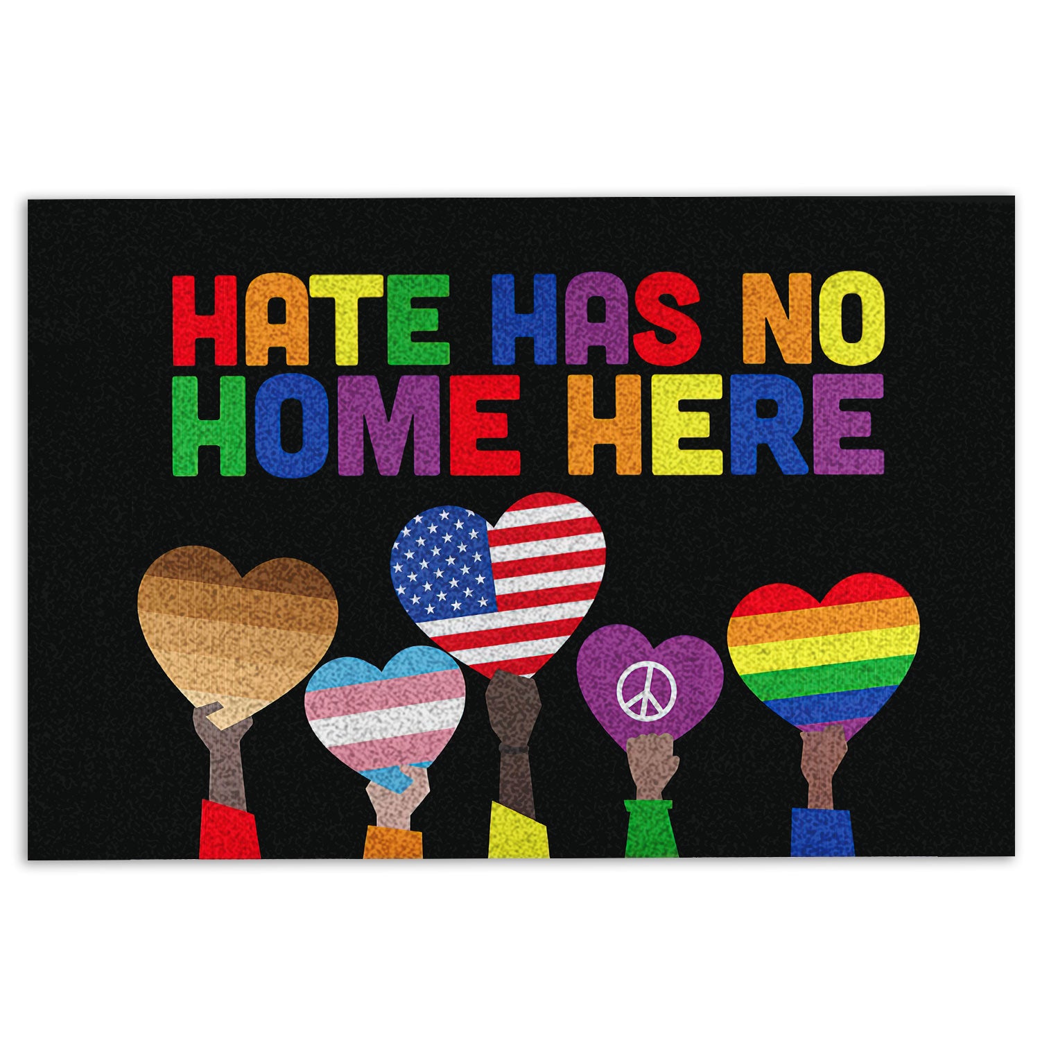 Lgbt Rubber Doormat, Hate Has No Home Here Lgbt Lgbtq Pride Love Is Love Equality Welcome Doormat, Indoor Outdoor Door Mat, Home Decor