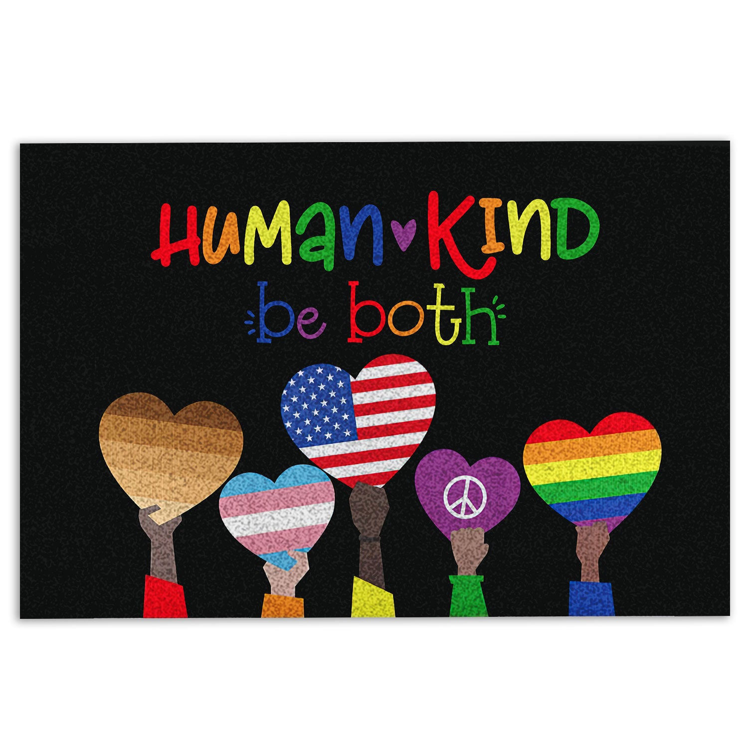 Lgbt Rubber Doormat, Humankind Be Both Lgbt Lgbtq Pride Love Is Love Peace Equality Welcome Doormat, Indoor Outdoor Door Mat, Home Decor