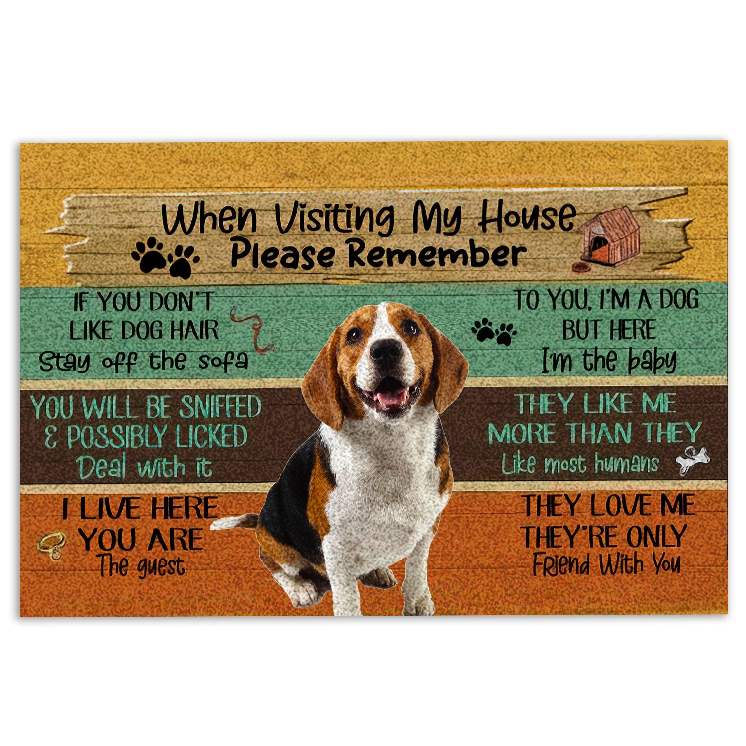 Beagle Rubber Doormat, When Visiting My House Please Remember Beagle Dog'S House Rules Welcome Doormat, Indoor Outdoor Door Mat, Home Decor